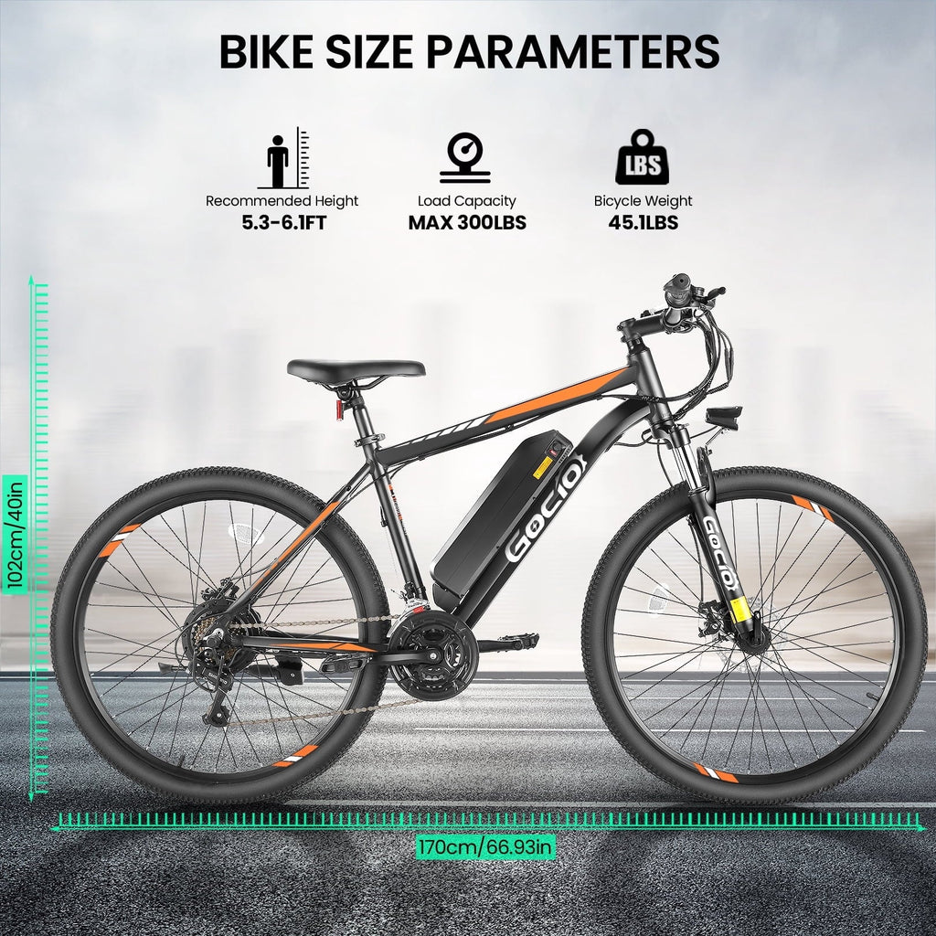 Gocio 26 Electric Bike, 350W Electric Bike for Adults 19.8MPH Electric Mountain Bike, LCD, Lockable Suspension Fork, 374.4Wh 36V Battery UL2849 Certified, 21-Speed E-Bikes Adult Electric Bicycle