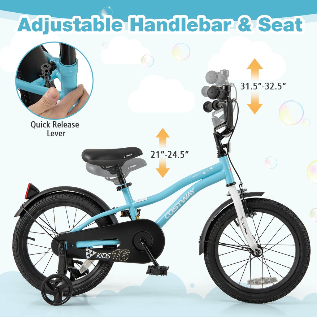 Costway 18 Kids Bike for 4-8 Years Old Boys & Girls with Adjustable Seat Handbrake Reflectors Red