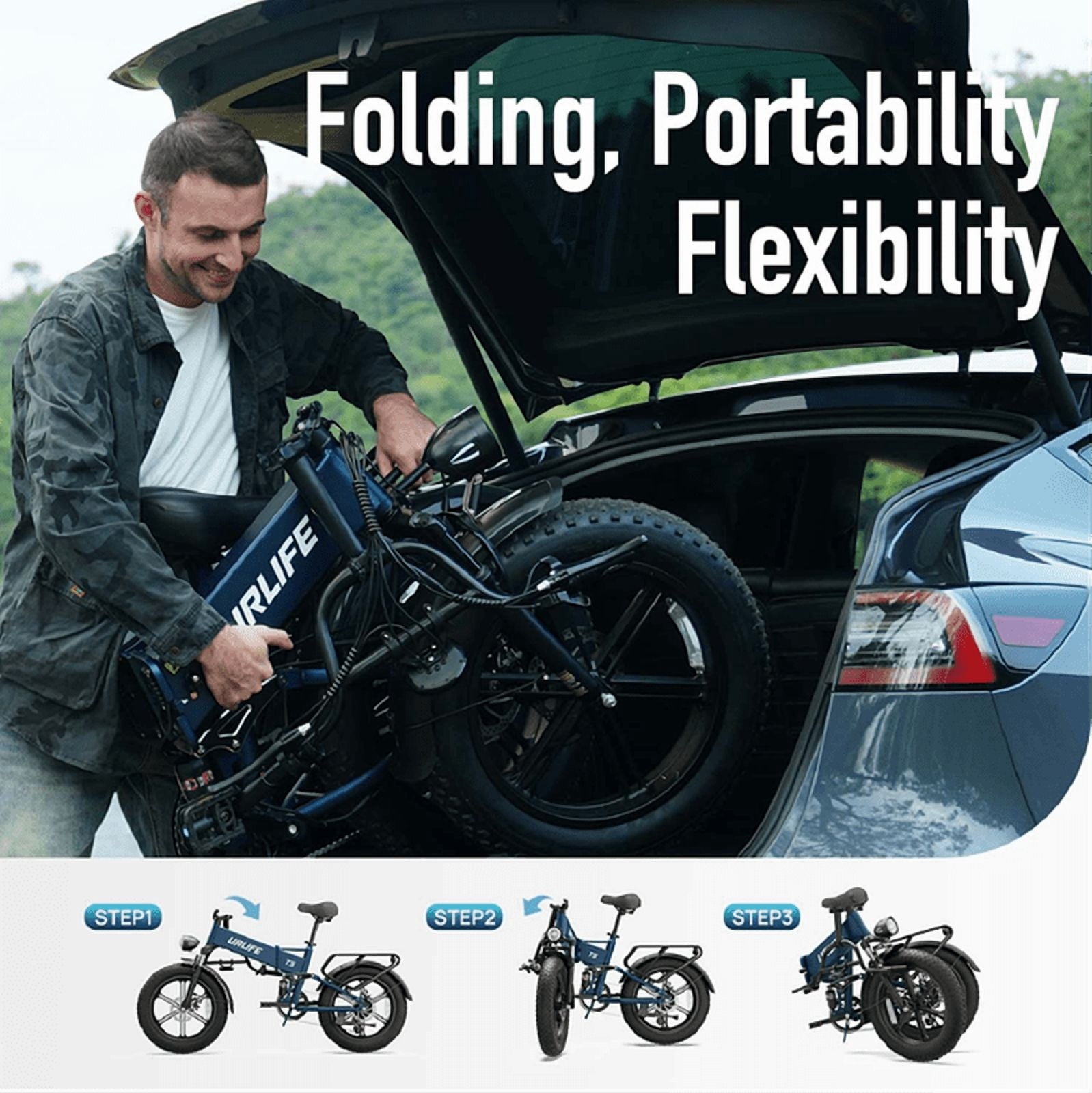 URLIFE 1500W Electric Bikes for Adult, 20'' 4.0 Fat Tire Ebike, 48V 13Ah Removable Battery, Shimano 7-Speed Mountain Bike-Black