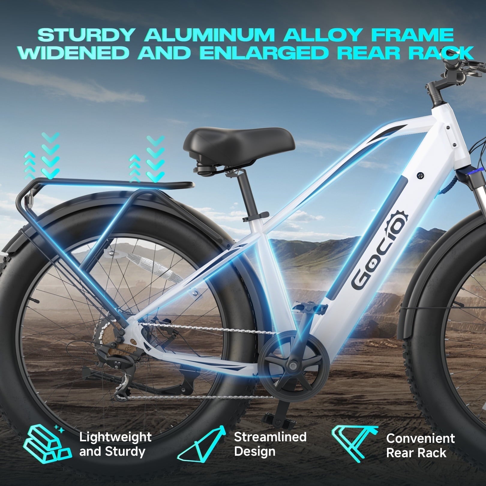 Gocio UL2849 Certified 26x4.0 Fat Tire Electric Bike for Adults, 1500W Peak Motor, 48V 15Ah Battery, 25MPH Max Speed, Off-Road Mountain E-bike