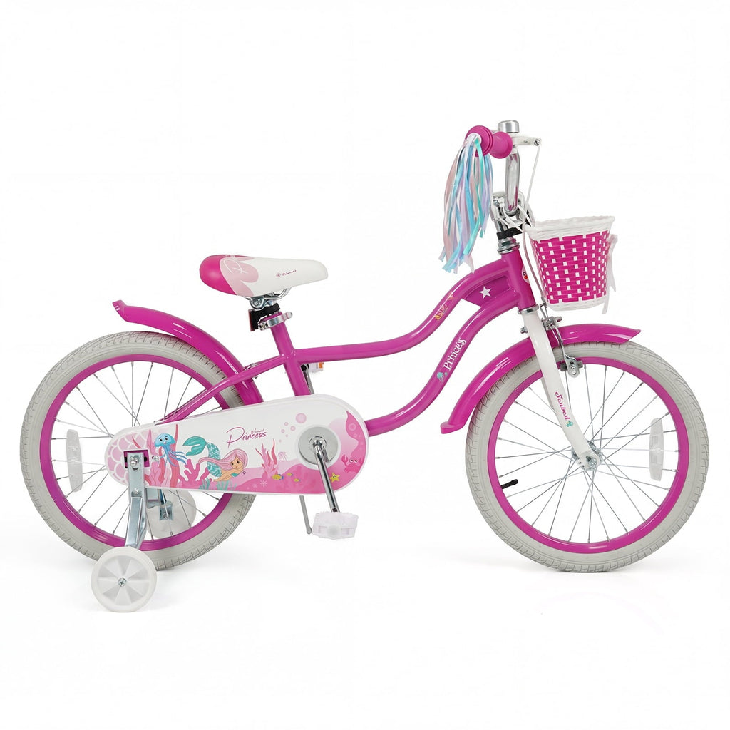 Costway 14 Kids Bike with Training Wheels Hand Coaster Brakes Adjustable Seat Handlebar Pink