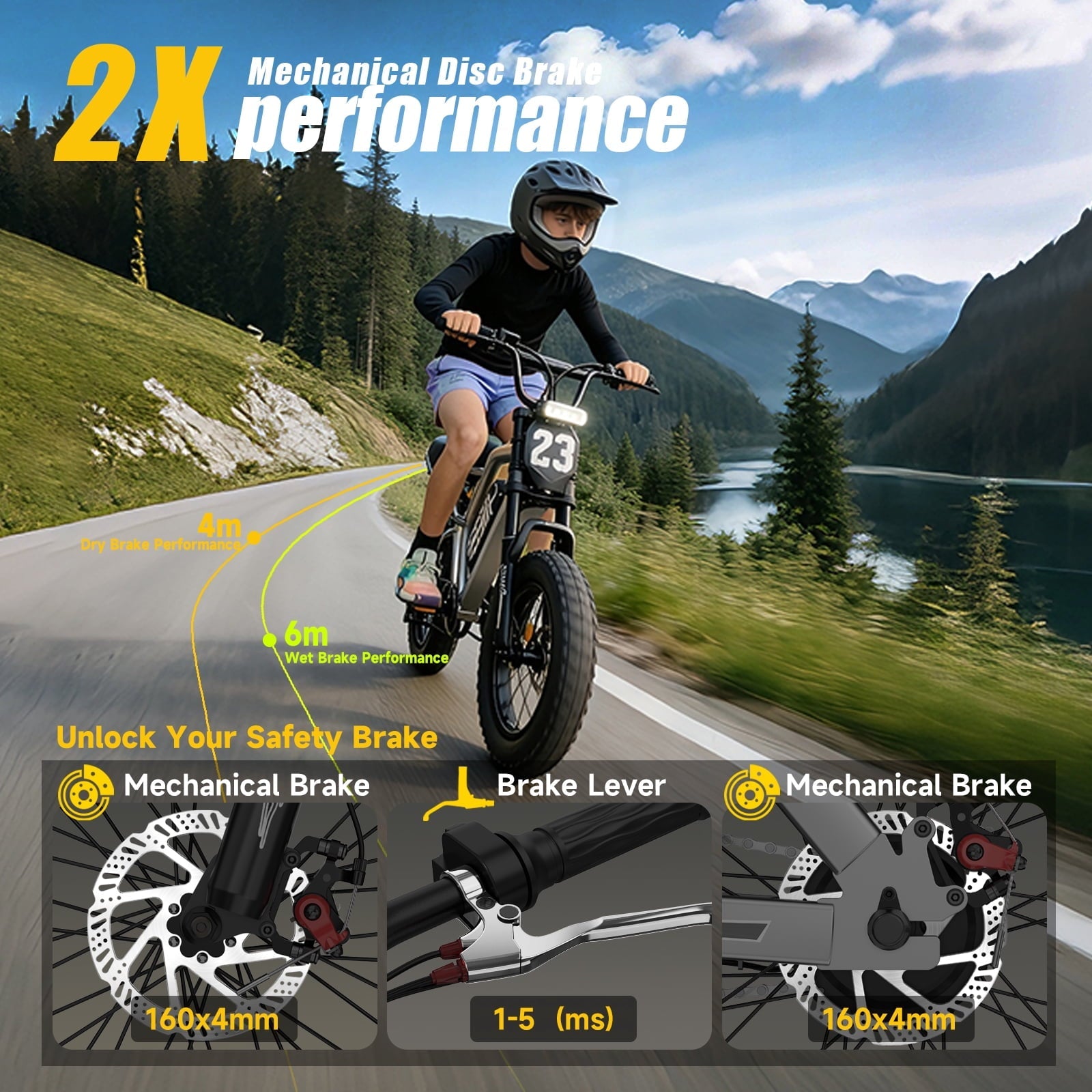 Electric Bike for Teenagers, Ages 7+ with 750W Brushless Motor, 16 Fat Tire, 19.8 MPH Electric Mountain Bicycle with Removable Battery, UL2849