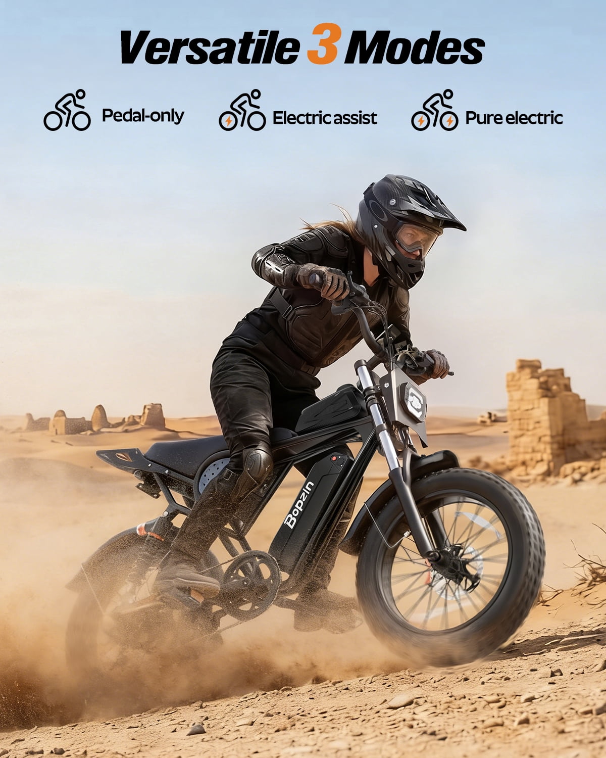 Bopzin Electric Bike for Adults, Peak 1500W App & Anti-Theft, 48V/25Ah, 20x4.0 Fat Tire Ebike, UL2849 E-Mountain Bike