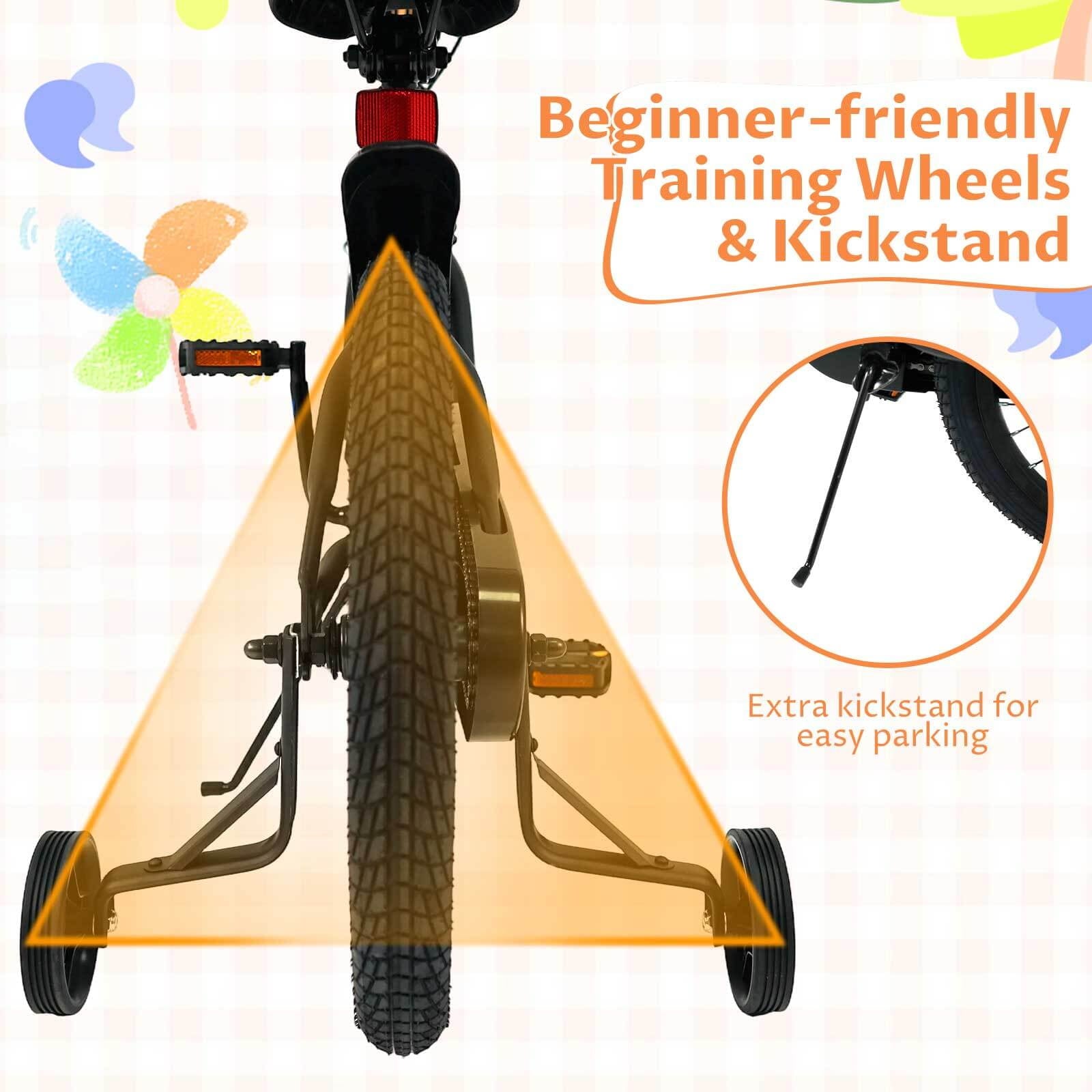 Costway 18 Inch Kids Bike with Training Wheels Dual Brakes Adjustable Seat Handlebar Height