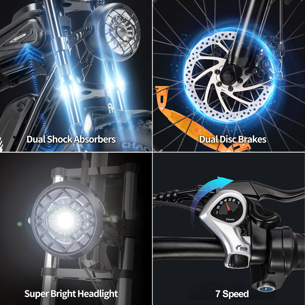 Electric Bike for Adults,1500W 35MPH,48V 20AH 30-80 Miles,20'' Fat Tire Mountain Bike with Rear Rack UL2849