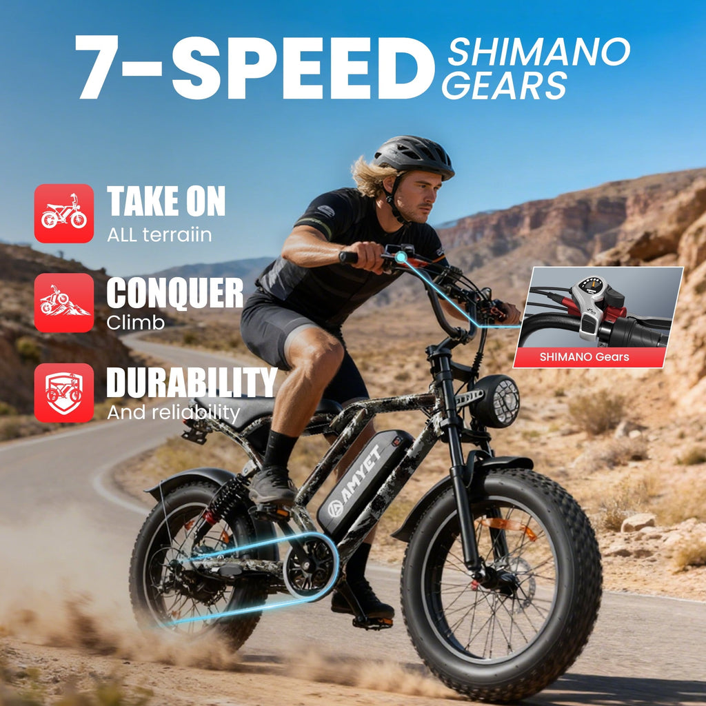 AMYET S8-S Electric Bike 1000W(1500W Peak), 48V 20Ah, 20x4.0 Fat Tire Ebike for Adults, Hydraulic Disc Brakes E-Mountain Bicycle, UL2849