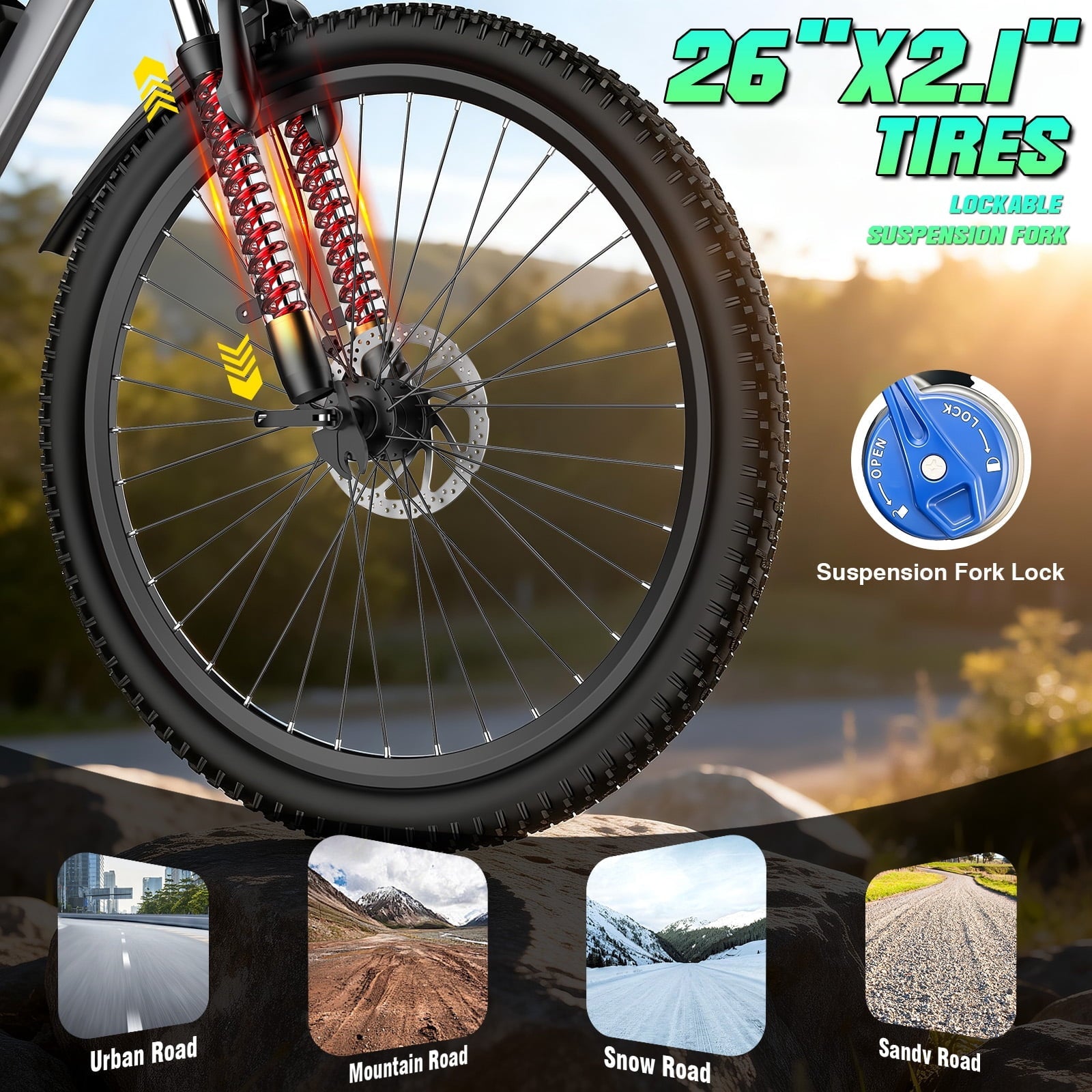 Electric Bike for Adults, 26 Commuter Ebikes with 7-Speed Gears, 25MPH, 720W Peak Motor, Removable Battery, 50 Miles Range, Electric Mountain Bicycle for All Terrain UL2849