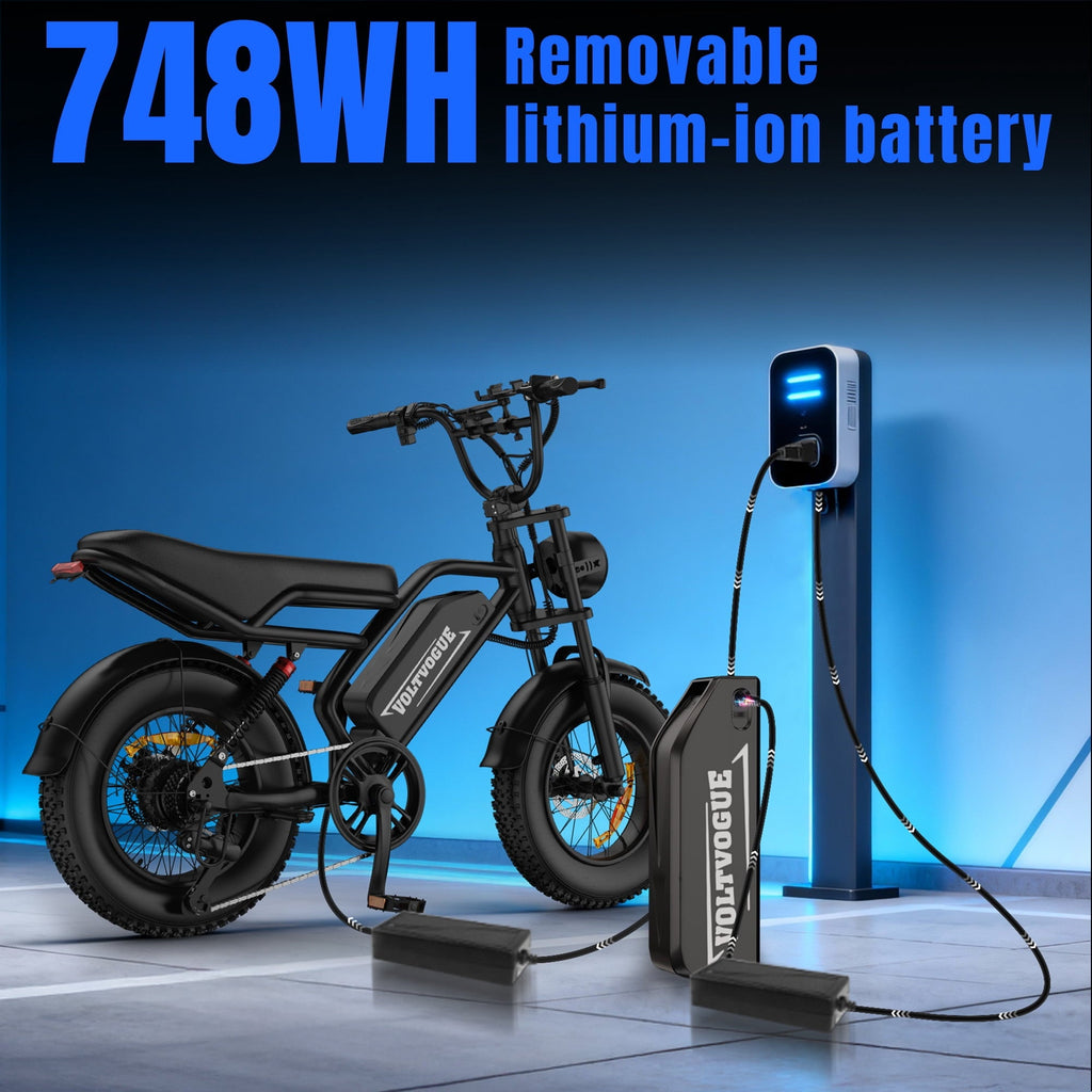 VOLTVOGUE VV-16 Adult Electric Bike, 16 Fat Tire Ebike, 48V 15.6Ah 748Wh Lithium Battery, 750W Motor, Full Suspension All-Terrain E-Bike with App Control, Recommended Age 16+ UL2849