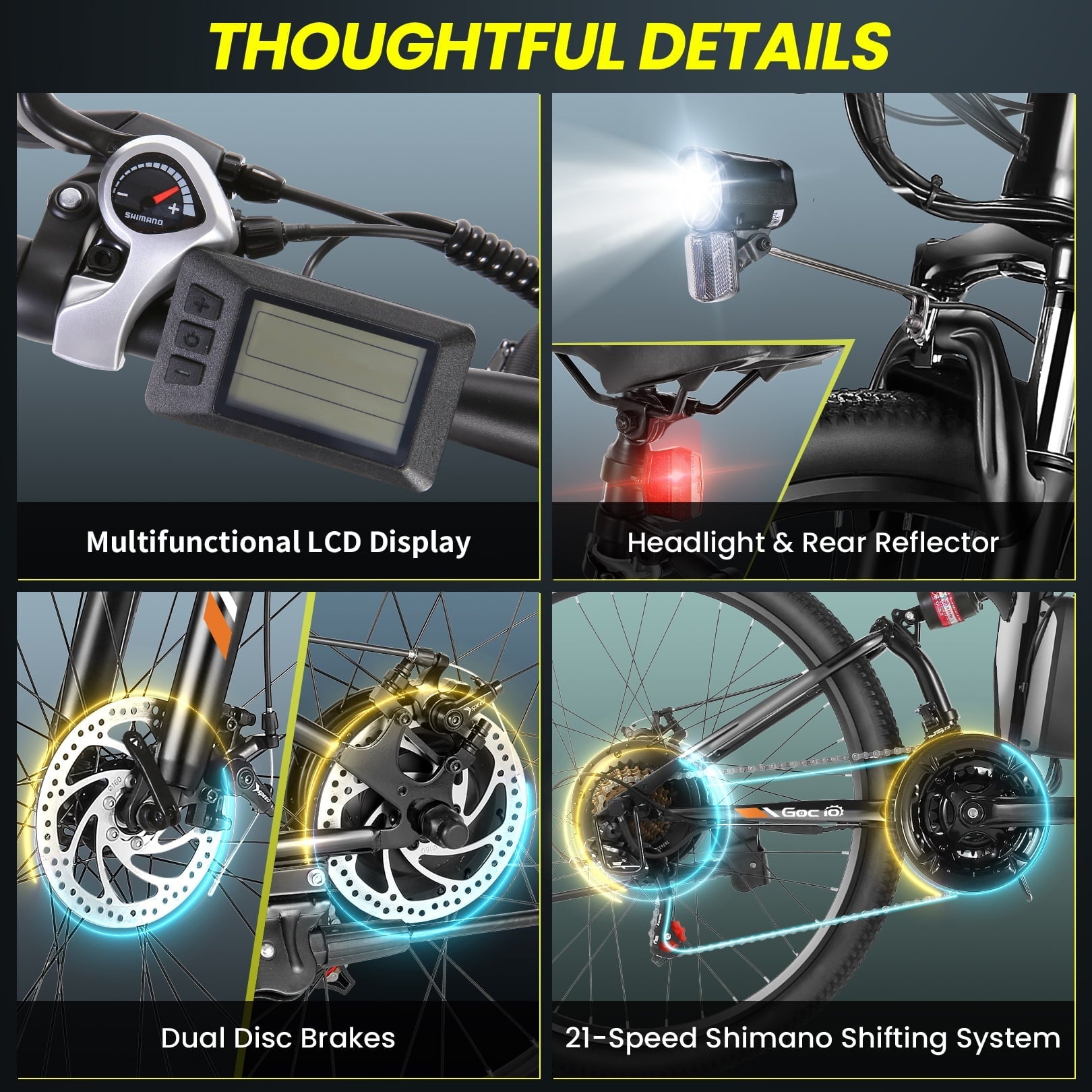 Gocio 26 Folding Electric bike for Adults, 750W Peak Motor 48V 7.8Ah Battery, 21 Speed Mountain Ebike, UL2849