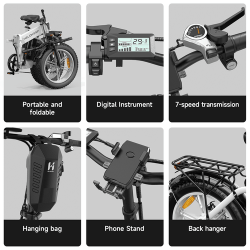 1500W Peak Folding Electric Bike for Adults, 48V 25Ah UL 2849 Certified Battery, 20x4 Fat Tire E-Mountain Bicycle, Shimano 7-Speed, Rear Rack, Up to 30MPH, Black