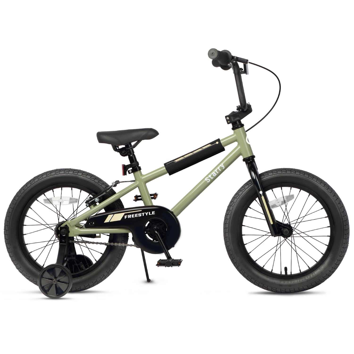 Glerc 16 Inch Little Kids Bike for Over 4 Years Old Boys Girls Youth BMX Style Bicycle with Training Wheels Coaster & Rear V Brake, Black
