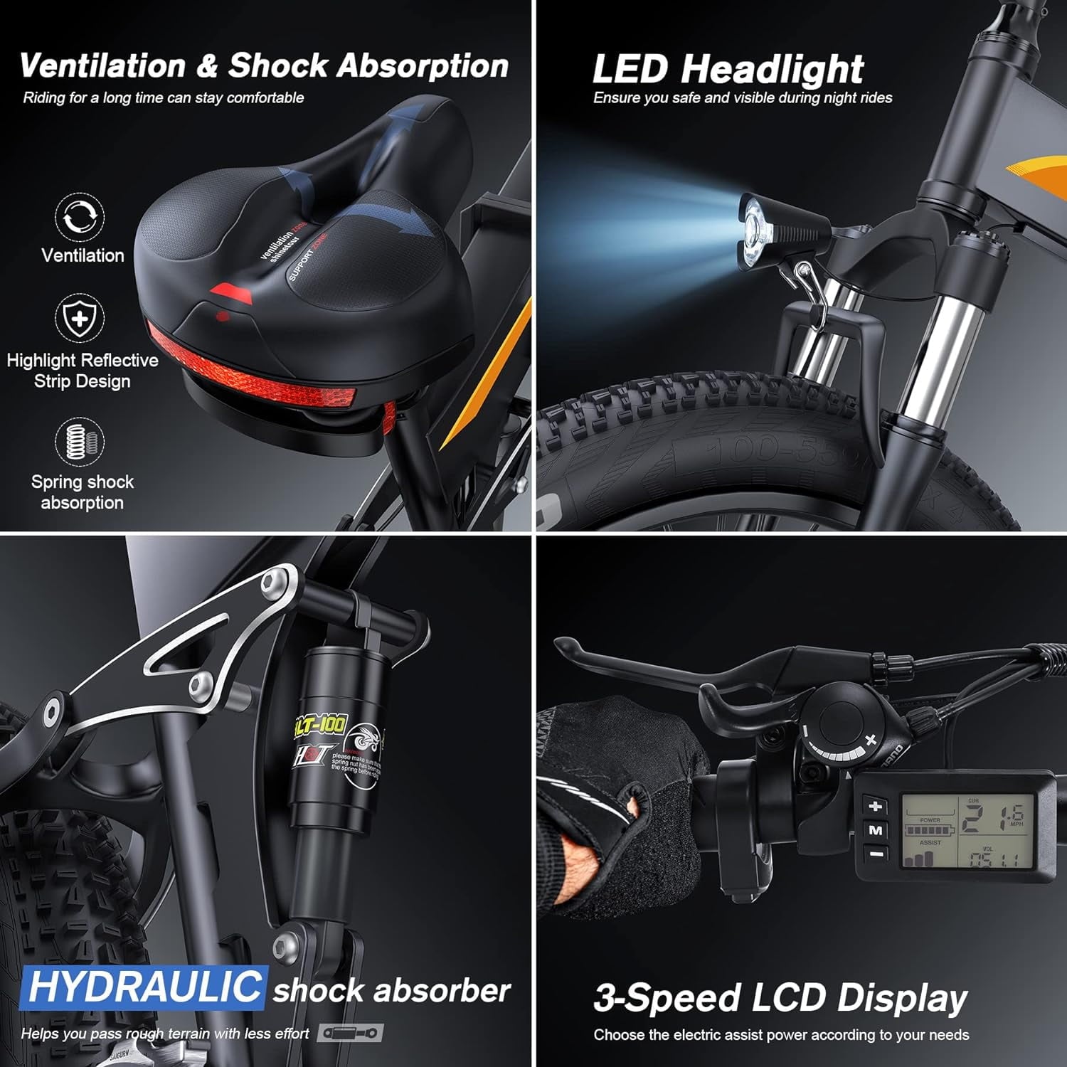 TotGuard 26x4 Electric Bike, Fat Tire 500W Ebike, Foldable Electric Bicycles E Bikes for Adults Electric 48V 10Ah Battery, Dual Shock Absorber, Lockable Fork UL2849