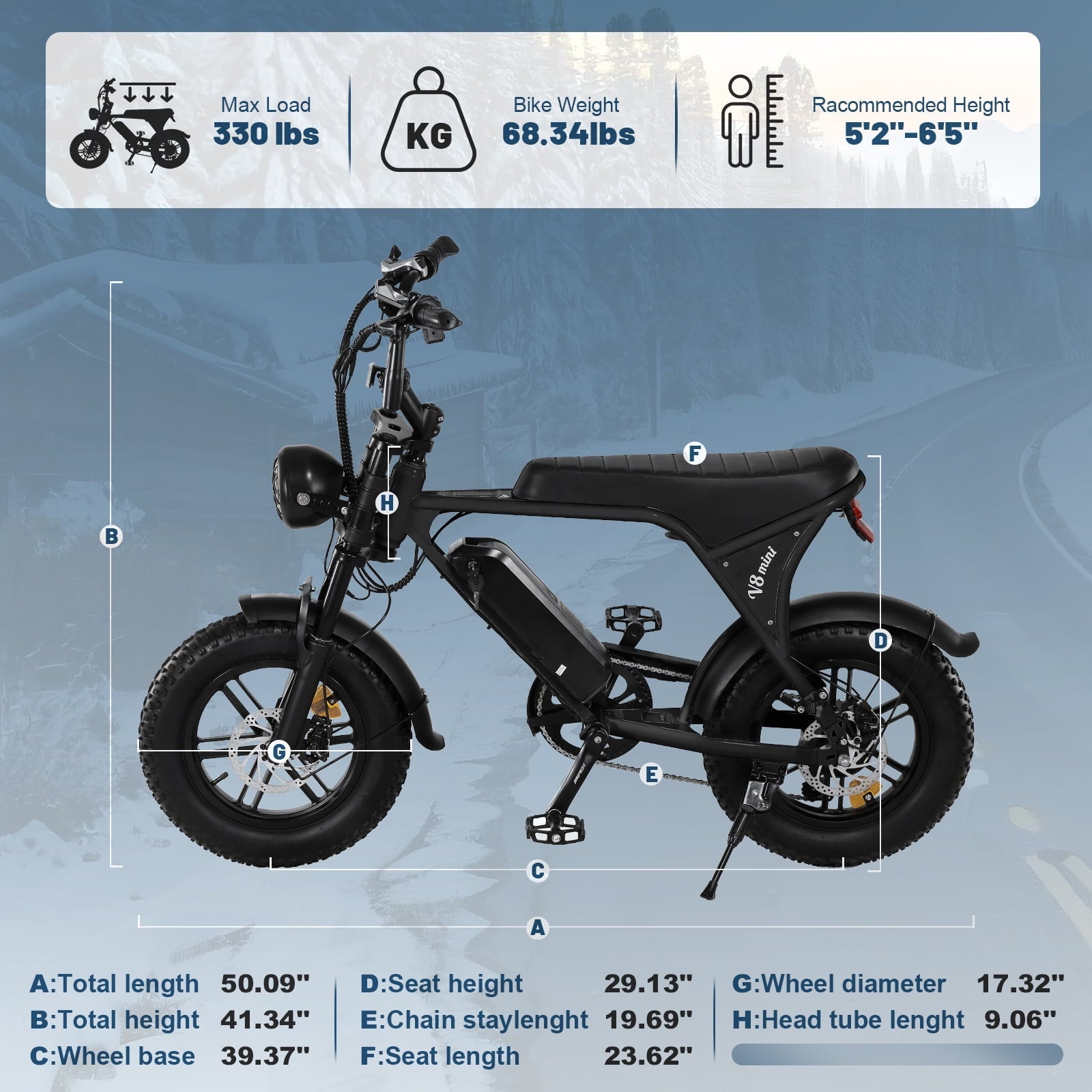 Luimp Electric Bike for Adults, 16 Fat Tire Ebike with 36V 10.4Ah Battery, 500W Electric Bicycle Up to 20MPH, MINI E-Bike for Riding & Commuting, Moped Style Ebike, Front Suspension, E-bike UL2849