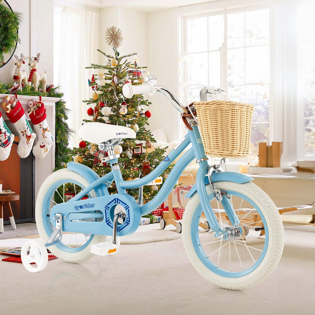 Costway 14 Kid's Bike with Training Wheels Adjustable Handlebar Seat Handbrake Pink