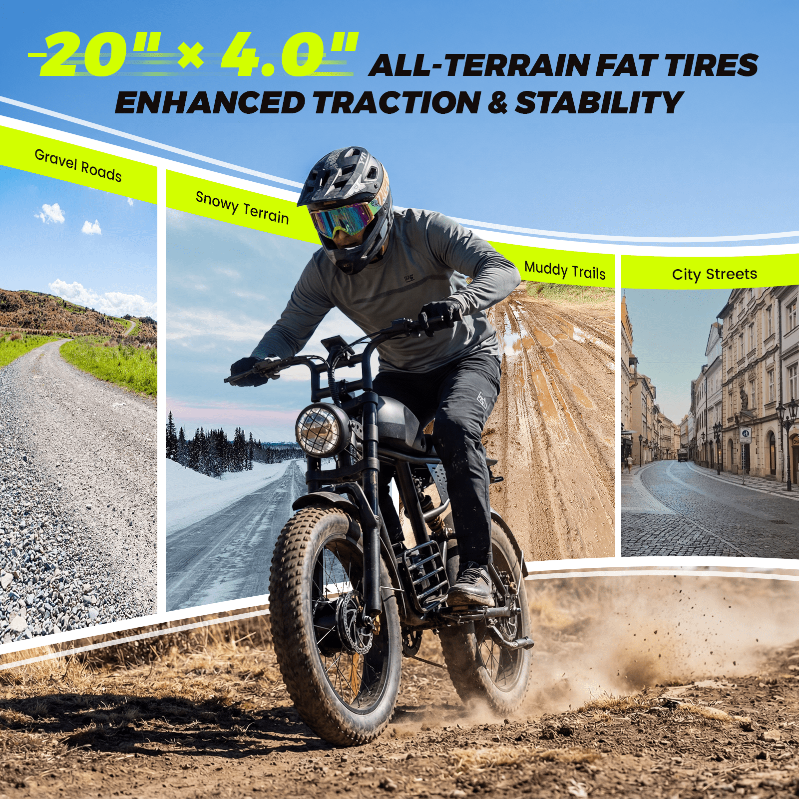 Electric Bike for Adults, 3000W Dirt Bike, 37MPH, 48V 35Ah E-Bike, 100 Miles Electric Motorcycle, 20 Fat Tire Off-Road Bike, All Terrain for Mountains, Snow, Sand, Road