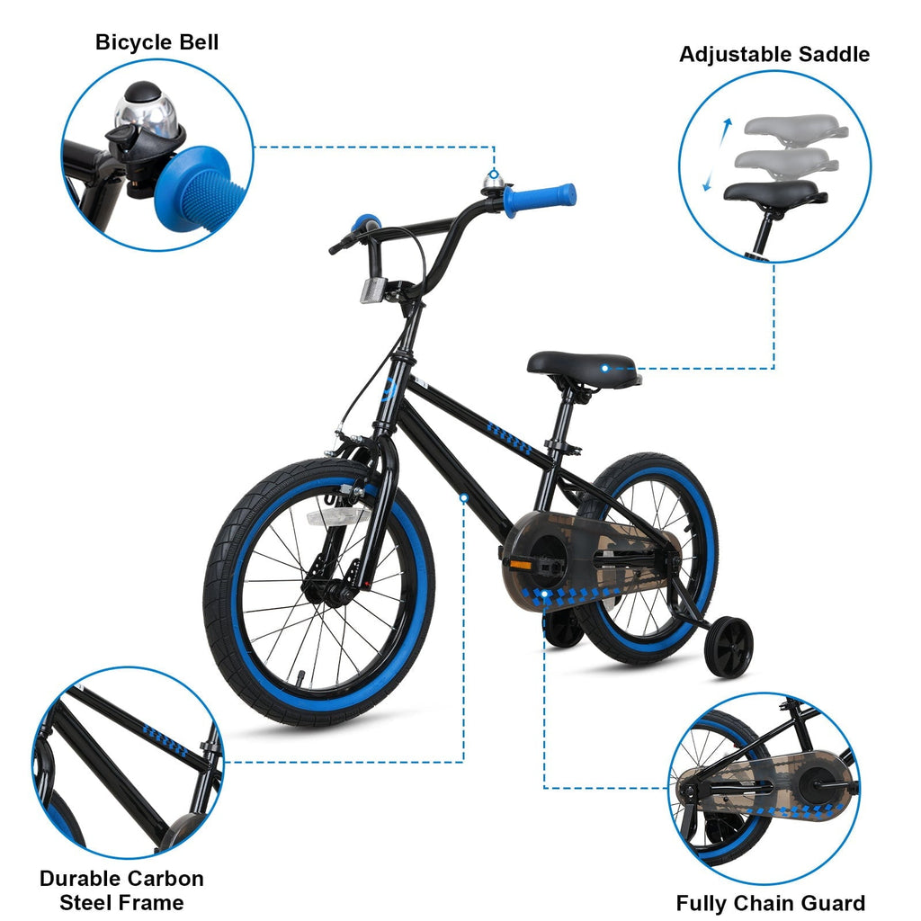 Hykolity Kids Bike Boy Girl Bicycle 16 inch for Children Age 4-6 Height 38-48 Child Sport Bike BMX Handbar includes Training Wheel White