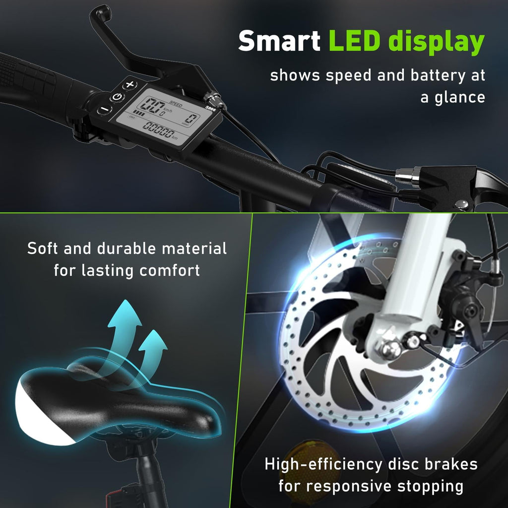 COLORWAY BK35M 16 Foldable Electric Bike for Adults, 350W Lightweight Commuter E-Bike, 37 Miles Range, Quick-Fold Portable Design, Aluminum Frame, UL2849 Certified