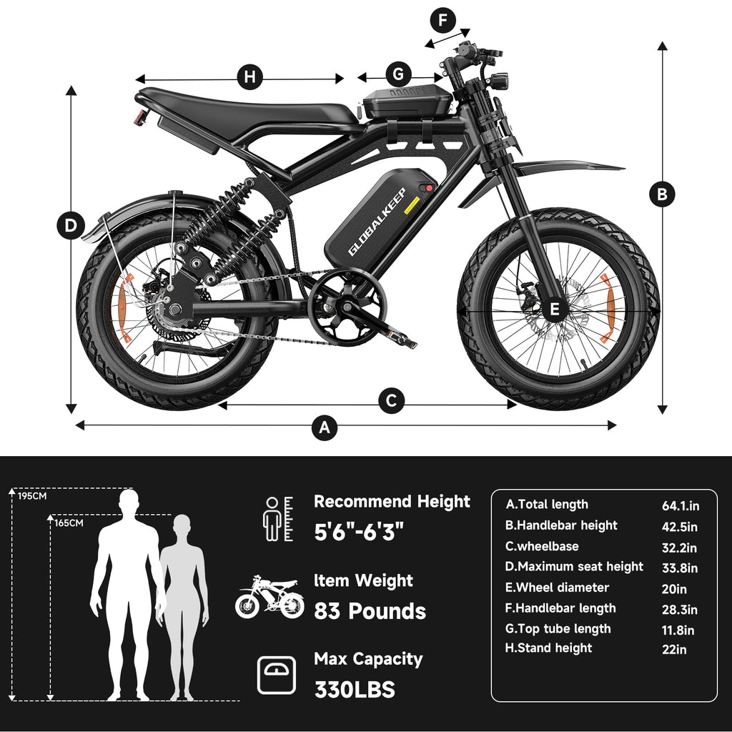HiKeep 750W 1500W Fat Tire Electric Bike for Adults, 48V 17.5Ah Battery Ebike, Full Suspension E-Bike, Long Range Mountain Electric Bicycle, UL2849