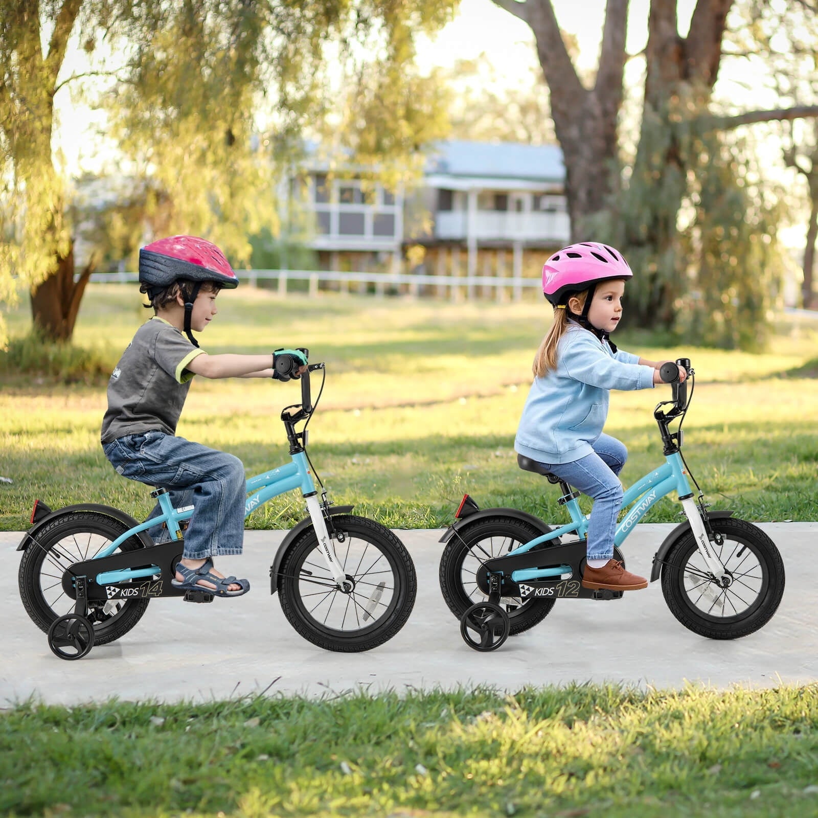 Costway 12 Kids Bike for 3-4 Years Old Boys & Girls with Adjustable Seat Handbrake Reflectors Blue