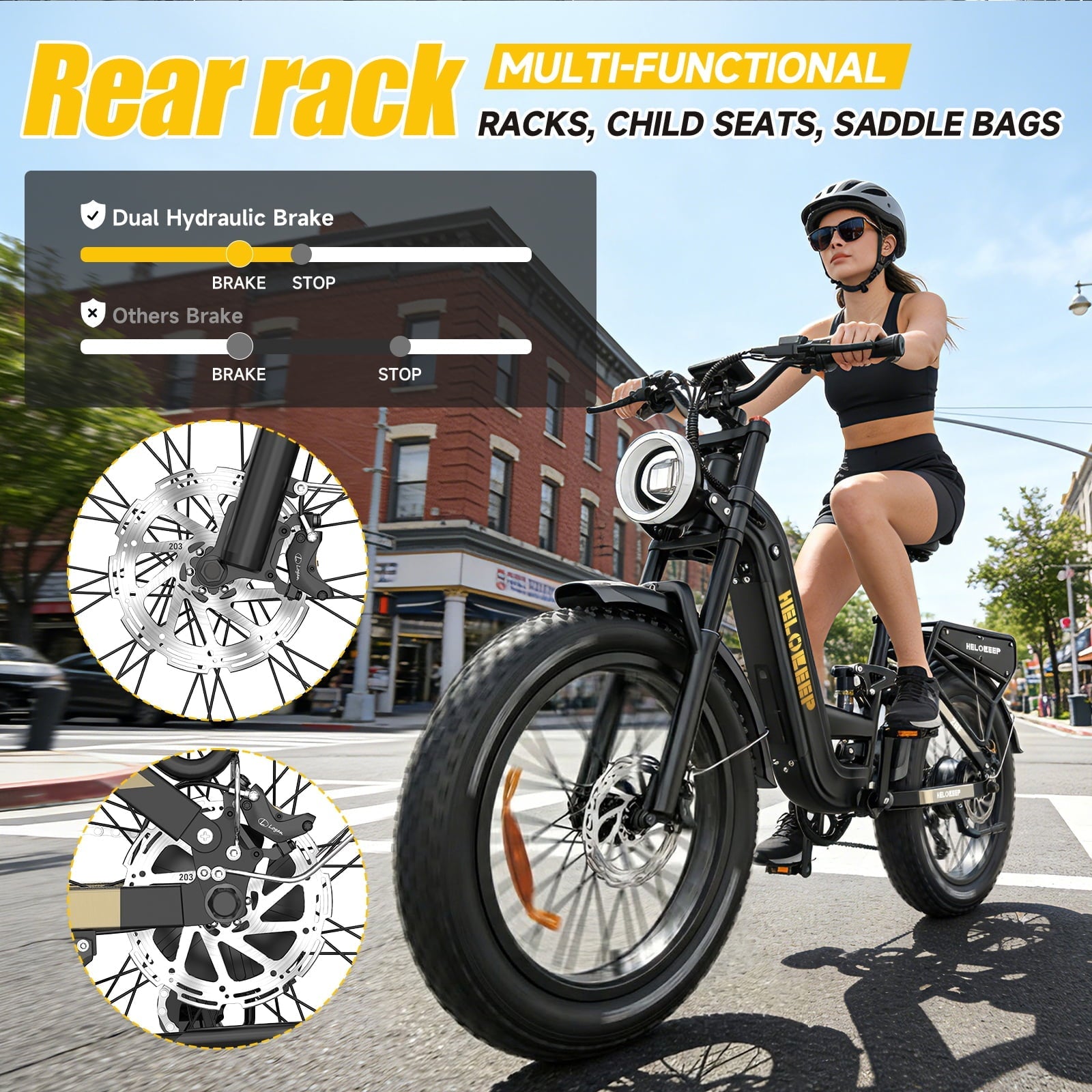 Helokeep 26 Green Fat Tire High Performance Cargo Electric Bike for Men, 4000W Peak 2000W, 40MPH, 48V 25Ah UL2849 Off-Road Ebike