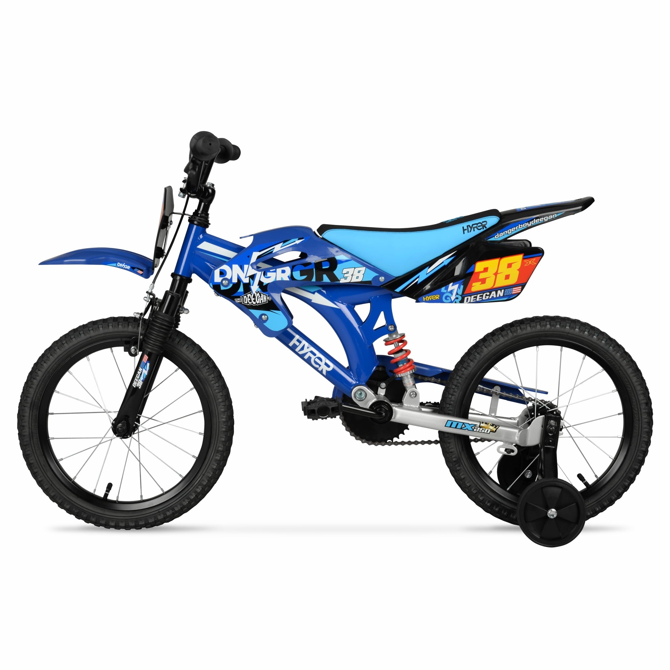 Hyper Bicycles 16 'Danger Boy' Deegan Moto Bike, Children Ages 5-7, Blue