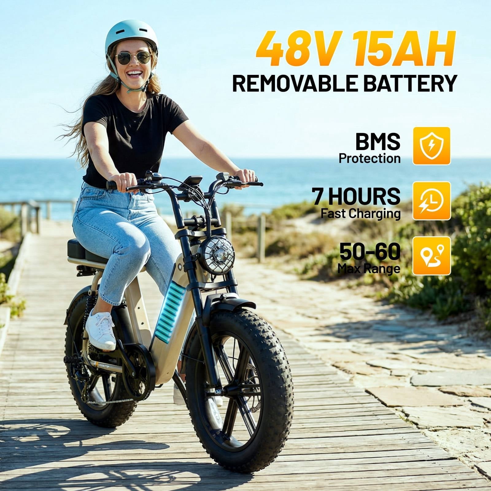 TST Electric Bike for Women, 20x4 Fat Tire, E Mountain Bike, 750W Motor 48V/15AH UL2849, Dual Hydraulic Disc Brakes, Full Suspension