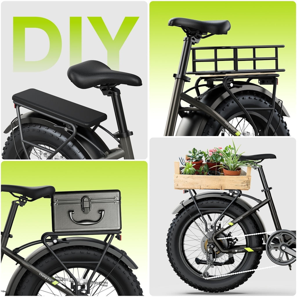 SISIGAD Electric Bike for Adults, 500W Peak 750W Battery Long Range, 20mph E Mountain Bike, 20×4.0 Fat Tire Ebike, Electric Bicycle 48V/10.4AH UL2849