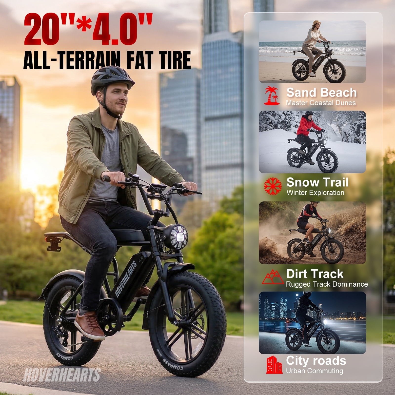 Aoemoe 20'' Fat Tire Electric Mountain Bike for Adults, 500W 48V 15Ah Battery, 28MPH High-Speed Cruiser Ebike, All-Terrain Bicycle with Front Suspension & LED Display UL2849