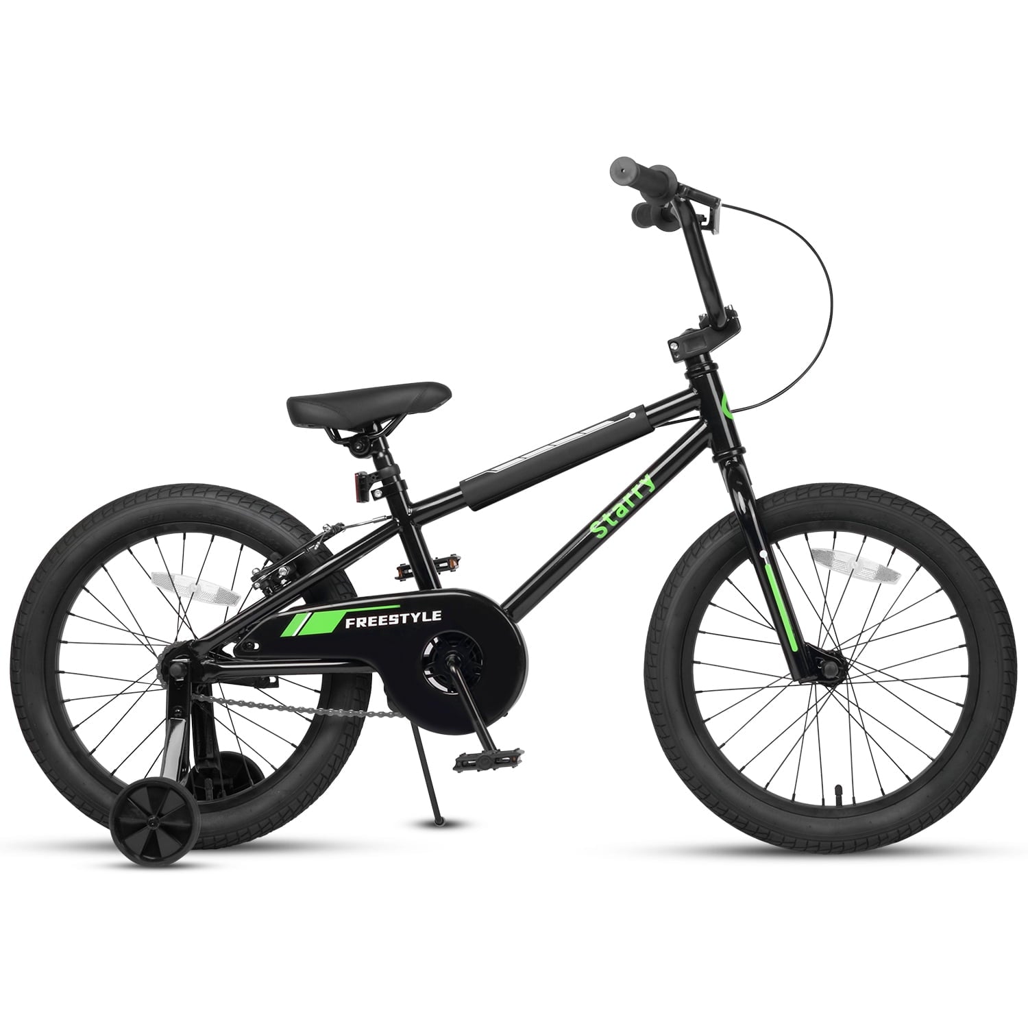 Glerc 16 Inch Little Kids Bike for Over 4 Years Old Boys Girls Youth BMX Style Bicycle with Training Wheels Coaster & Rear V Brake, Black