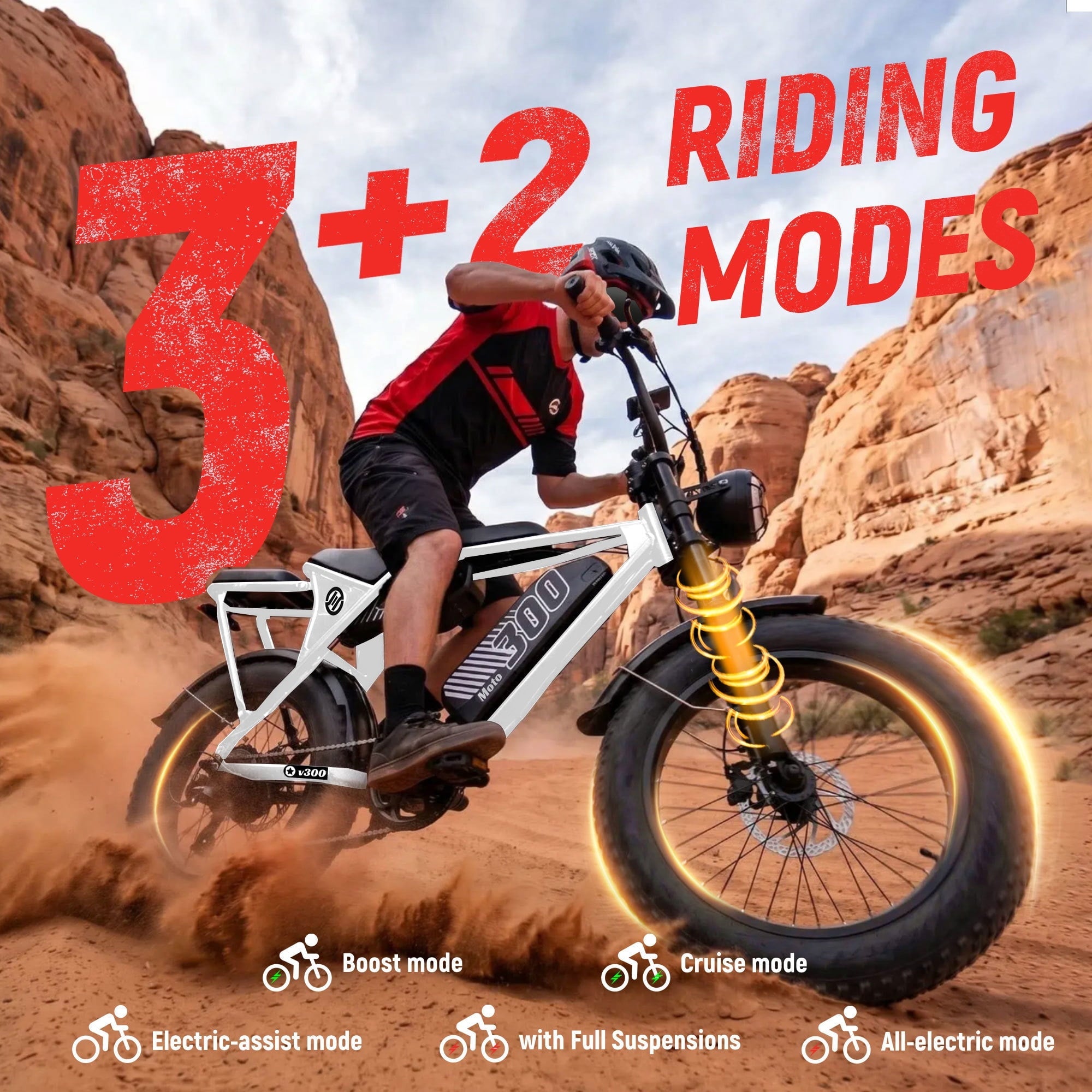 ESKUTE V300D Ebike for Adults, Up to 30MPH Electric Bicycle, Peak 1500W Motor, 48V 41.6AH Removable Battery, 20 x 4.0 Fat Tire E-Bike, Full Suspension, 7-Speed for All Terrain Purple, UL2849