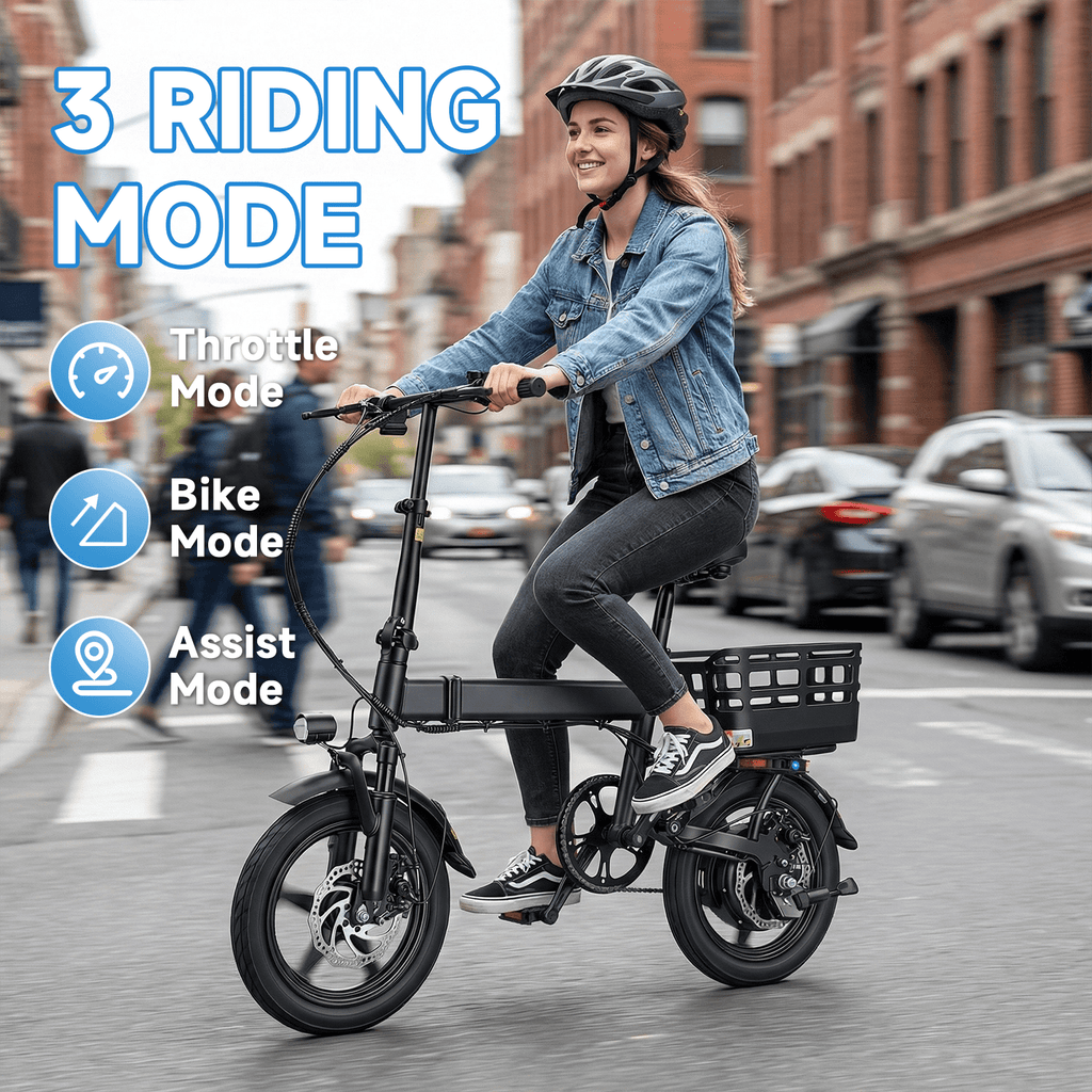 BroPath Electric Bike for Adults, Ebike, Electric Bicycle with 576WH Removable Battery,14 Folding Ebike, 21MPH,20+ Miles(MAX),500W High Motor,Multi-Shock Absorption,Commuting Mini E Bikes,UL2849
