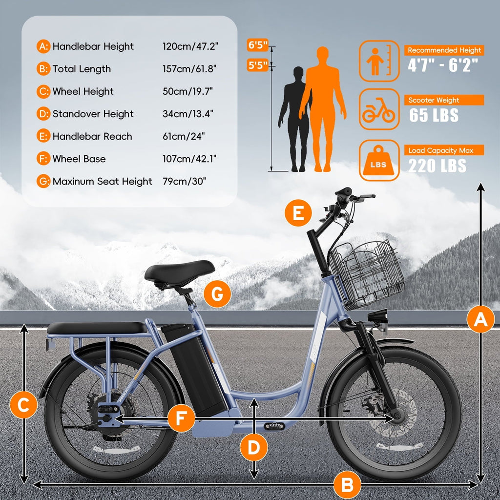 SANOPY 500W Electric Bike for Adults,48V Removable Battery,20 Mile Range&20MPH Max Speed,Electric Scooter with Seat,Commuter E-scooter for Adults and Teens,Gray,UL2272