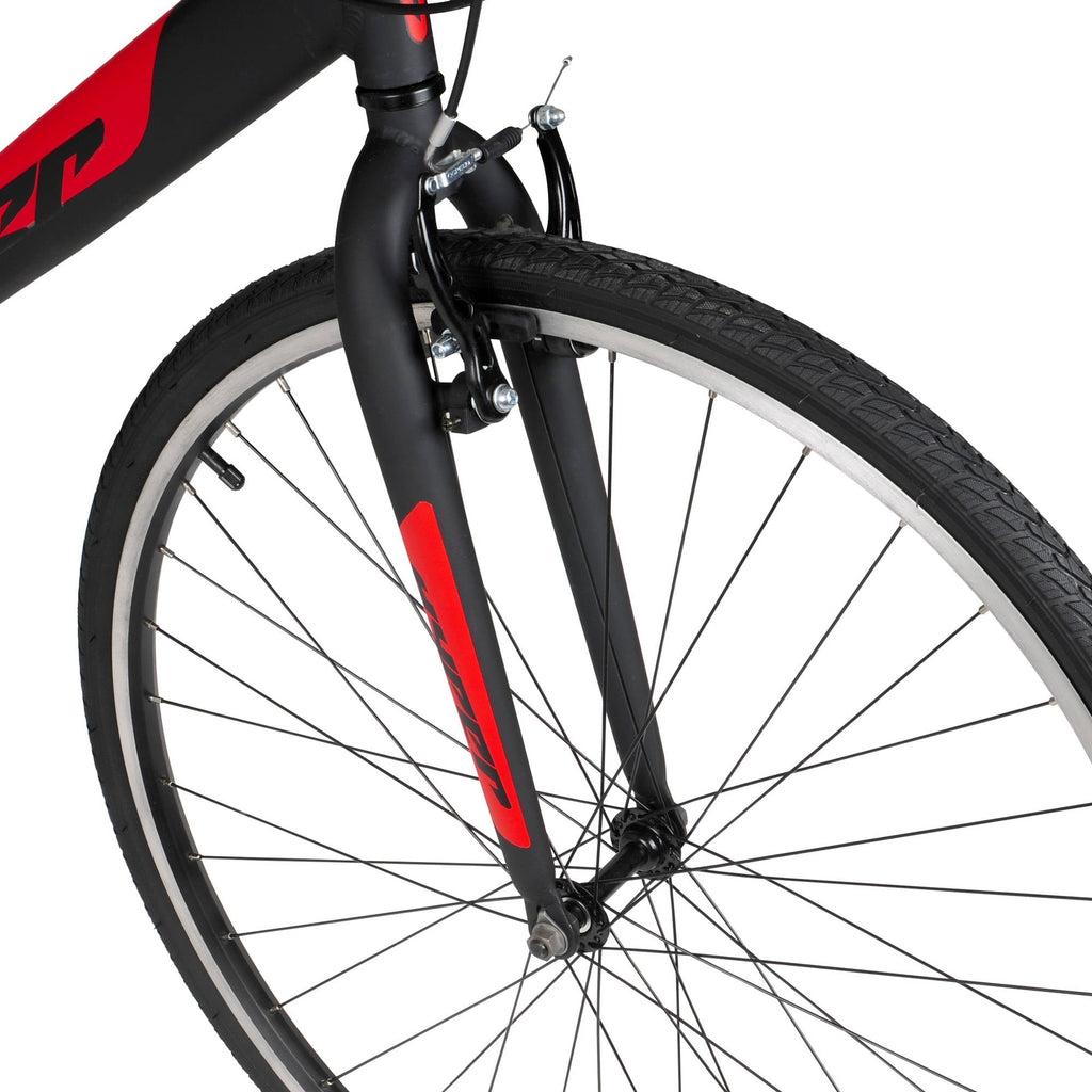 Hyper Bicycles 700c Men's Spin Fit Hybrid Bike, Adults Ages 14+, Black/Blue