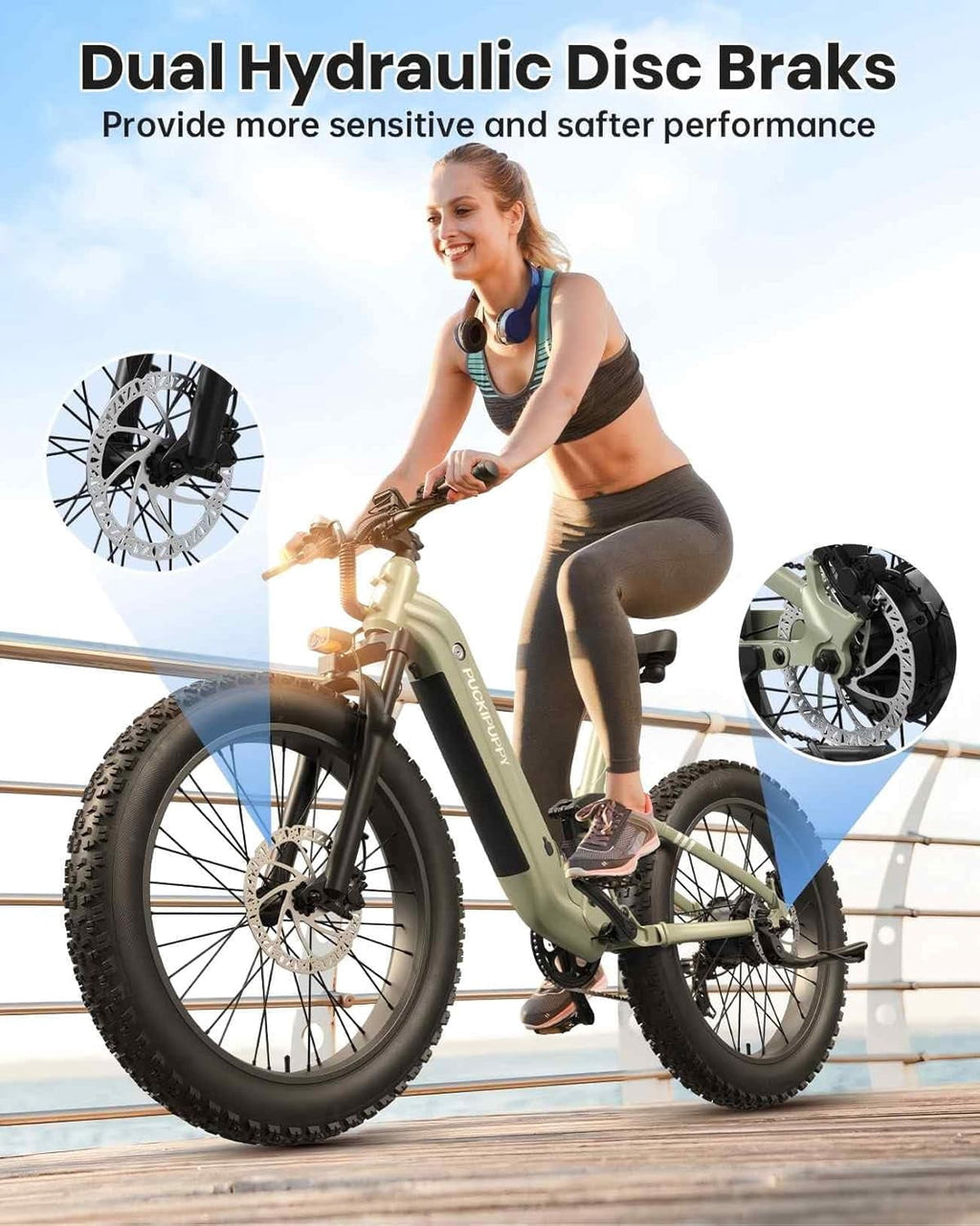 PUCKIPUPPY 26 Electric Bikes for Adults 960W Peak Step Through E-Bikes up to 80Miles Range 48V 20AH Battery Full Suspension Ebike 28 mph Max Speed Fat Tire E-Mountain Bike 7 Speed, UL2849 by SGS