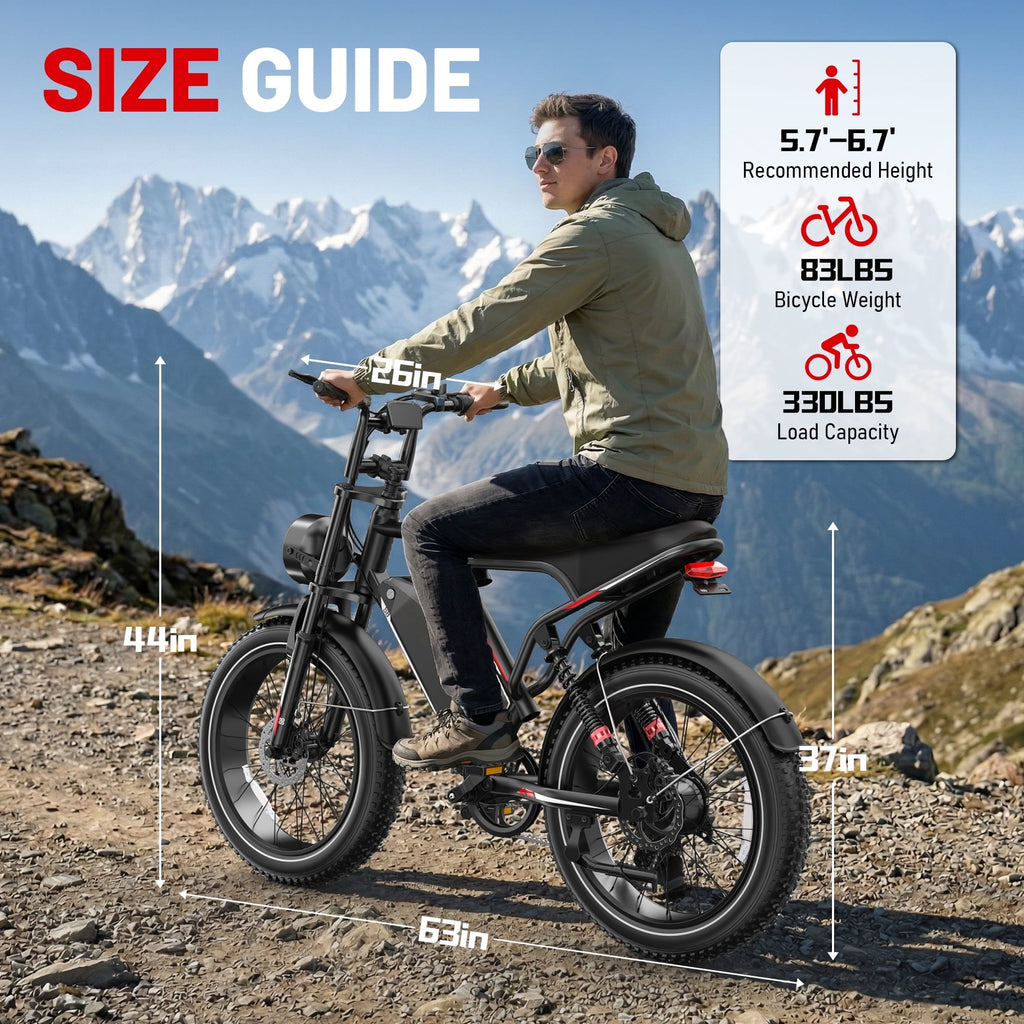 UL2849 Electric Bike for Adults - Peak 2000W Motor, 20x4 Fat Tire,48V/25AH, Full Suspension, 7-Speed