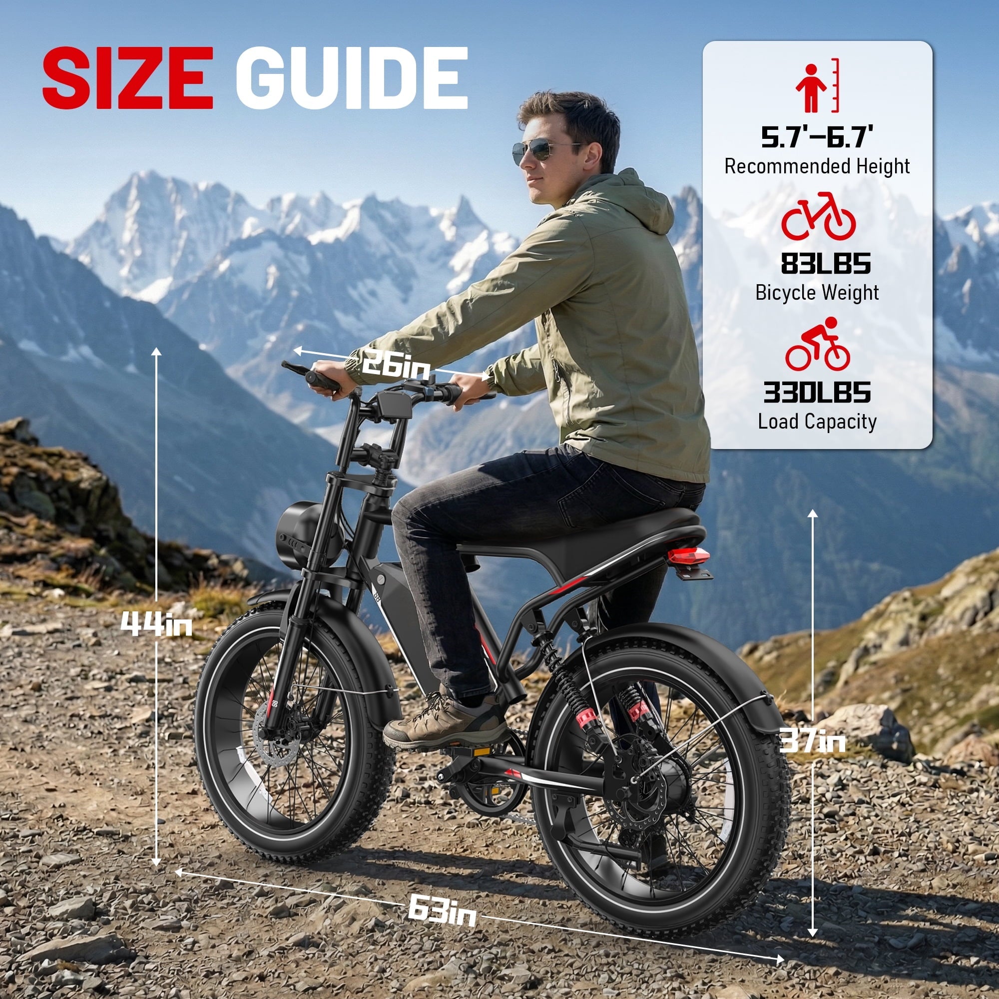 UL2849 Electric Bike for Adults - Peak 2000W Motor, 20x4 Fat Tire,48V/25AH, Full Suspension, 7-Speed