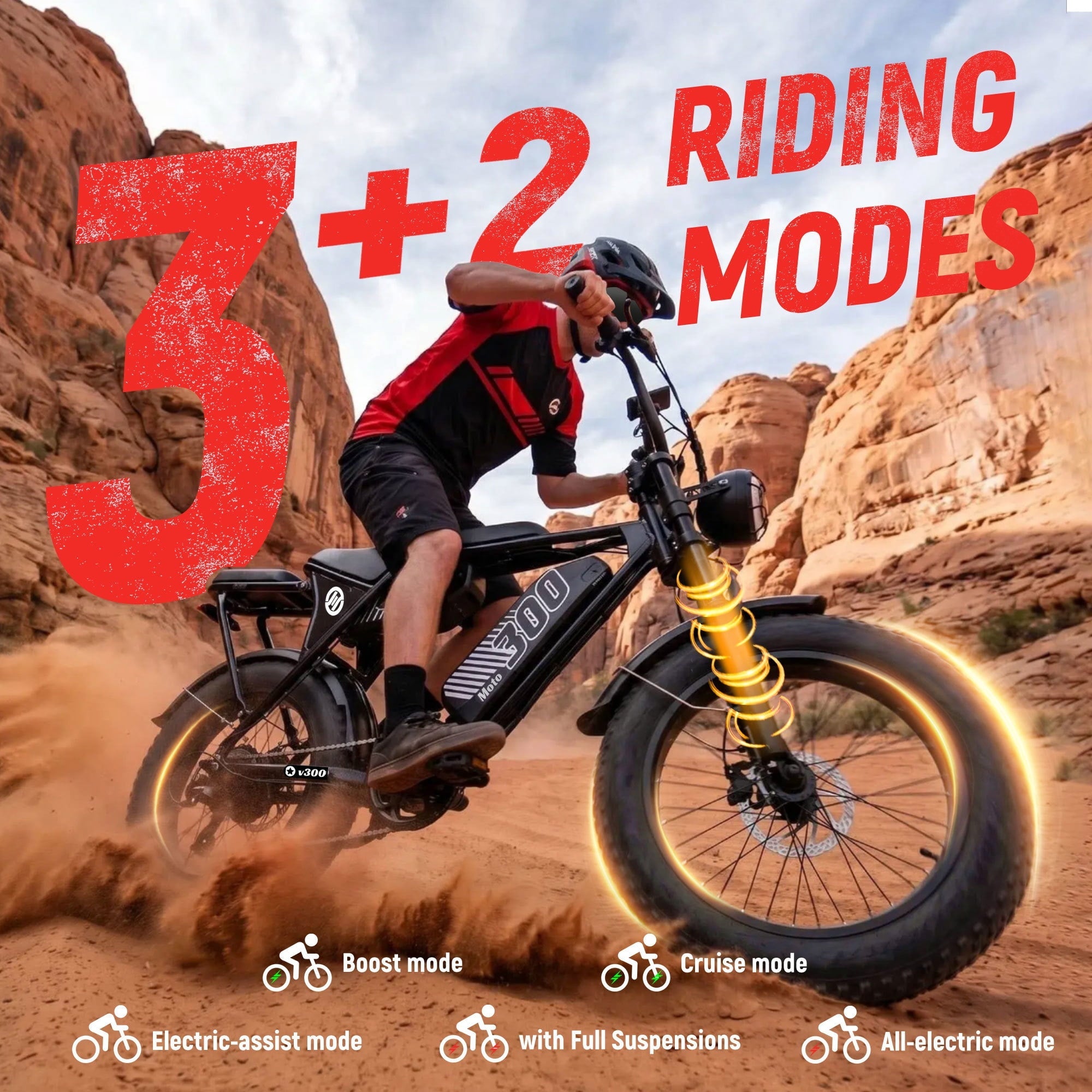 ESKUTE V300D Ebike for Adults, Up to 30MPH Electric Bicycle, Peak 1500W Motor, 48V 41.6AH Removable Battery, 20 x 4.0 Fat Tire E-Bike, Full Suspension, 7-Speed for All Terrain Purple, UL2849