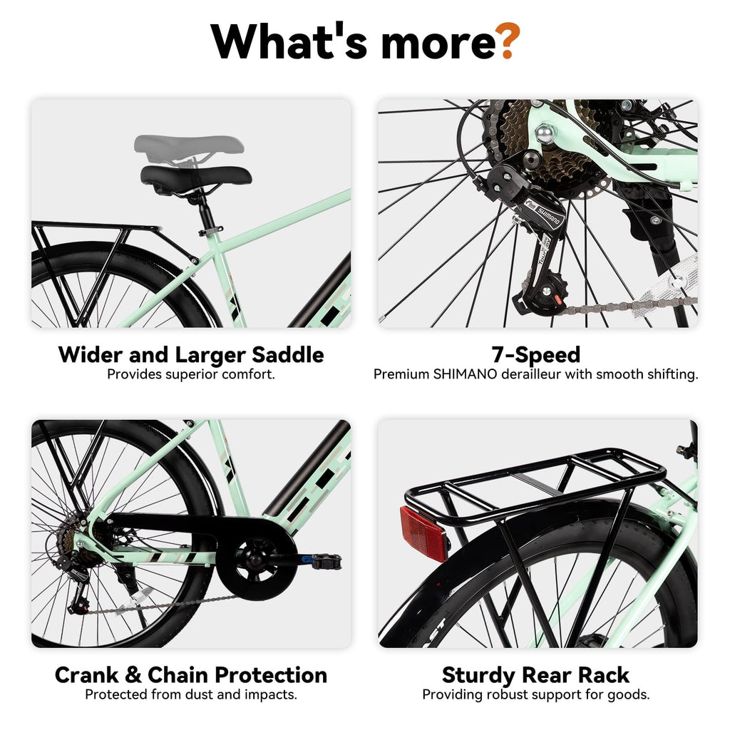 HILAND 26 Electric Bike for Adults with 500W Brushless Motor, 40Miles 20MPH Electric Mountain Bike with 36V 7.8AH Removable Battery UL2849,Green