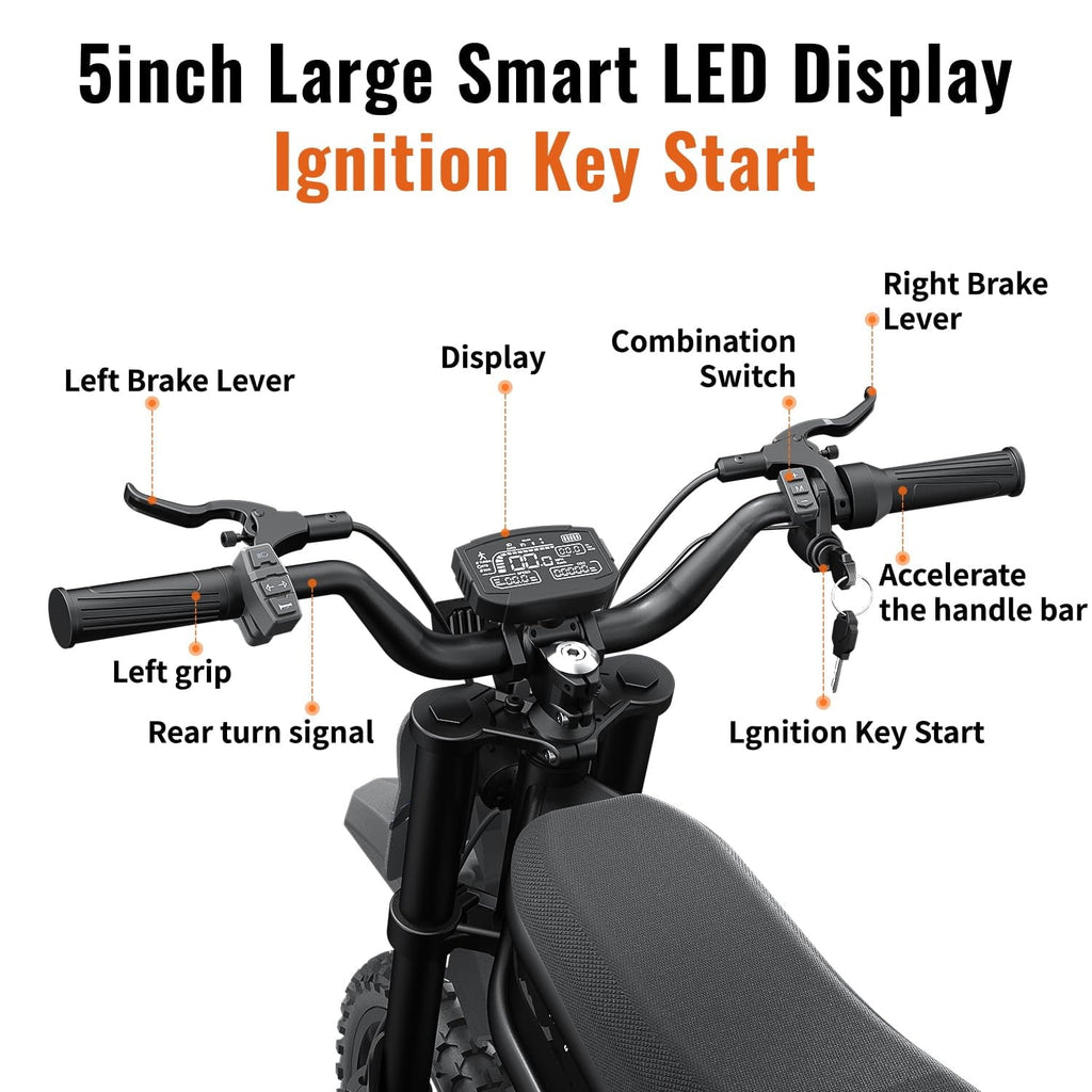 Riding'times GT54 PRO Electric Dirt Bike for Teens Adults,60V 25AH 40MPH Ebike with 14/12 Motorcycle Tire,3000W Dual Hydraulic Brakes Mountain Off-Road Dirtbike