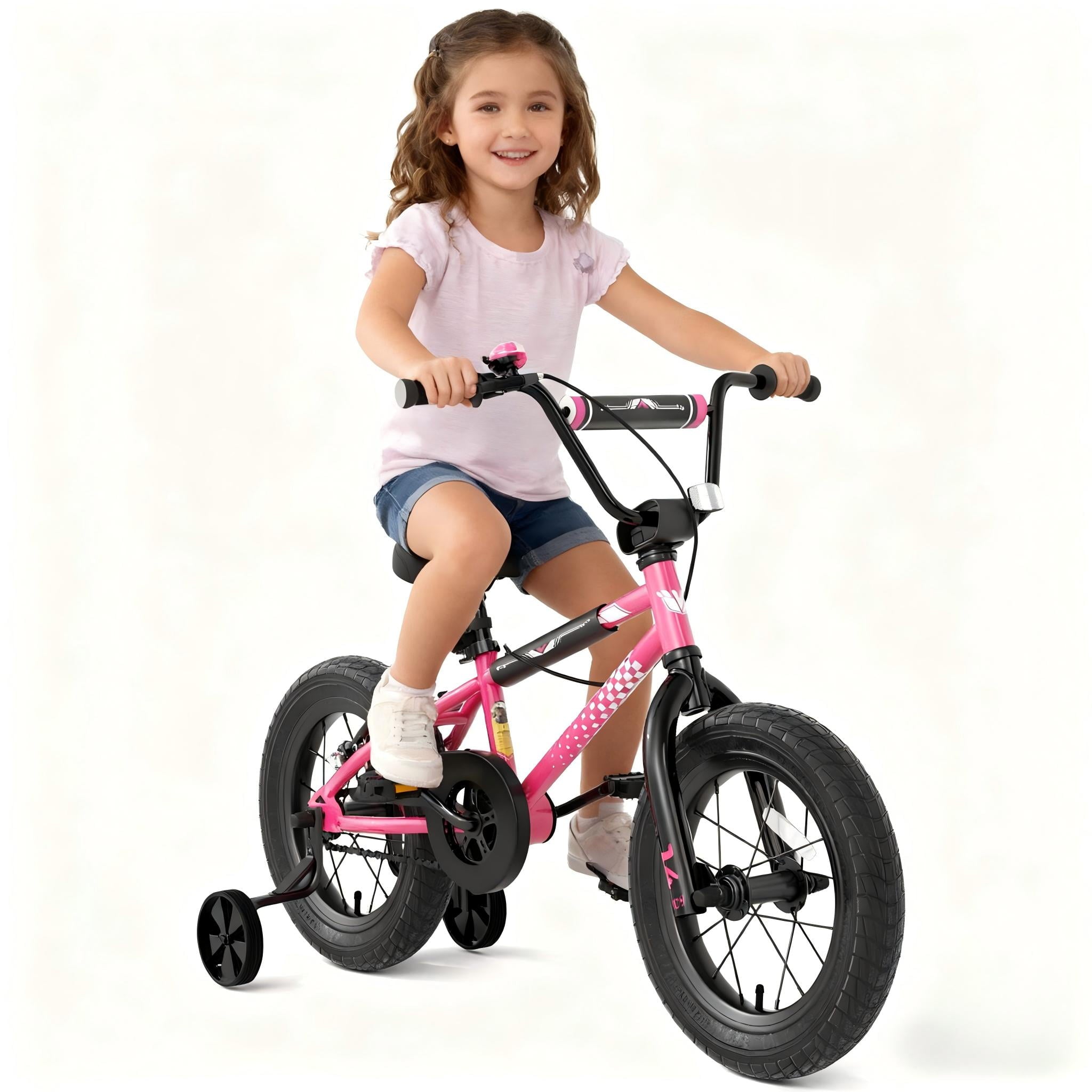 Korimefa Kids Bike, 14 inch Boys Bike BMX Style Bicycle with Training Wheels Coaster Brake for 4 5 6 7 Years Old Toddlers Boys , Blue