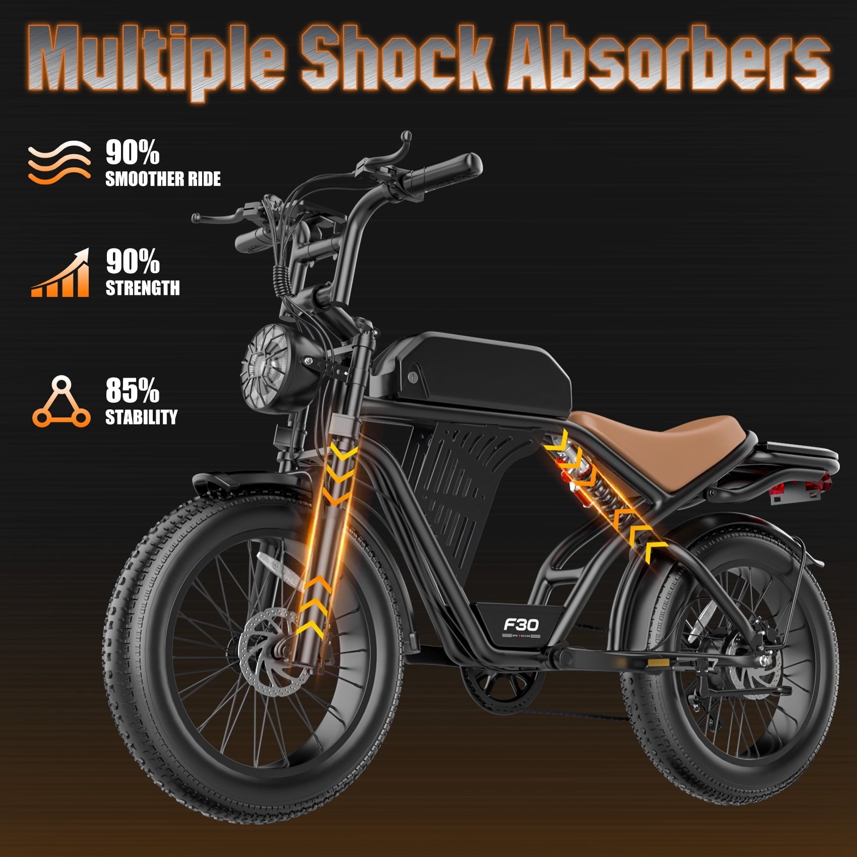 AZHAR Off-Road Electric Mountain Bike for Adults, 20*4 Fat Tire E-Bike, 48V 20Ah Removable Battery, 750W Rated (2500W Peak) Motor, 32MPH Max Speed , UL2849 Certified