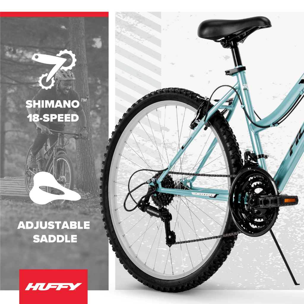 Huffy 26 Rock Creek Mountain Bike, Fits Riders 60+, Teal, Adult, Women's