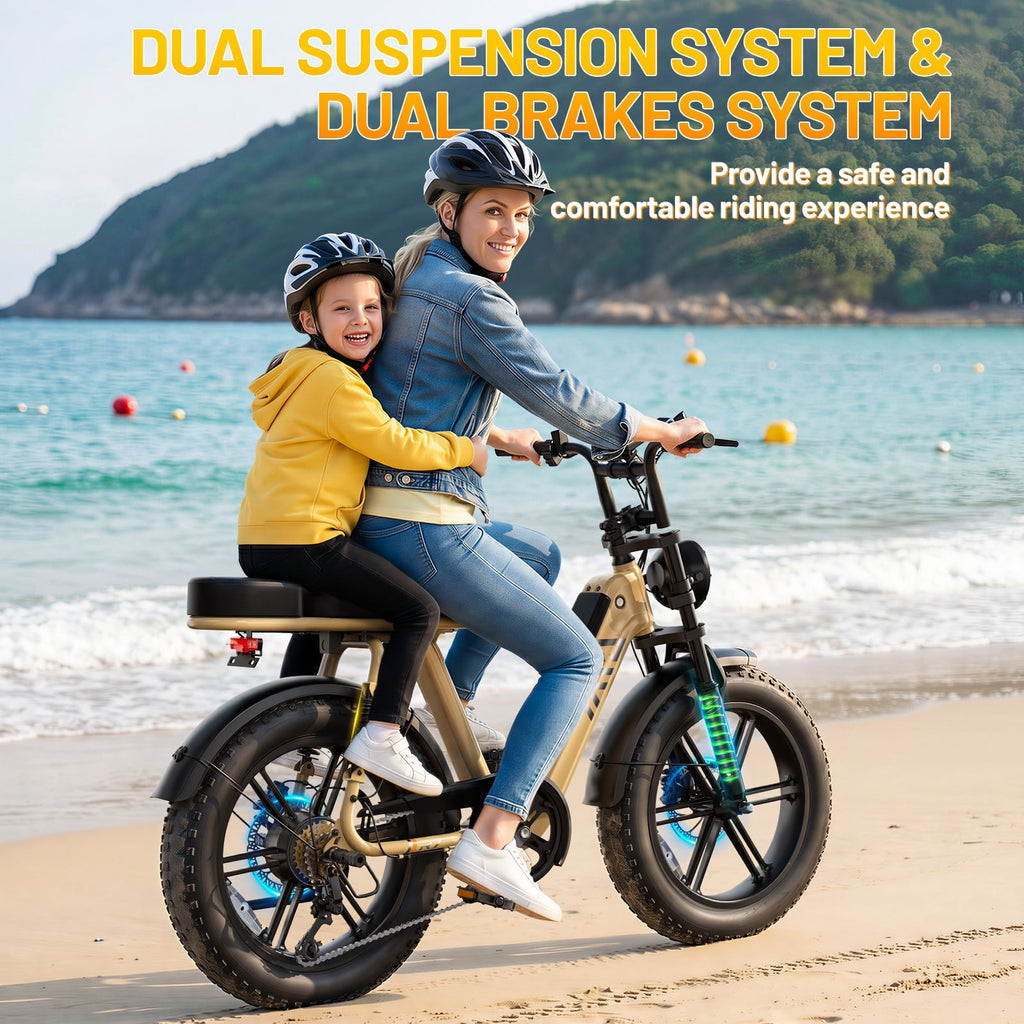 TST Electric Bike for Women, 20x4 Fat Tire, E Mountain Bike, 750W Motor 48V/15AH UL2849, Dual Hydraulic Disc Brakes, Full Suspension