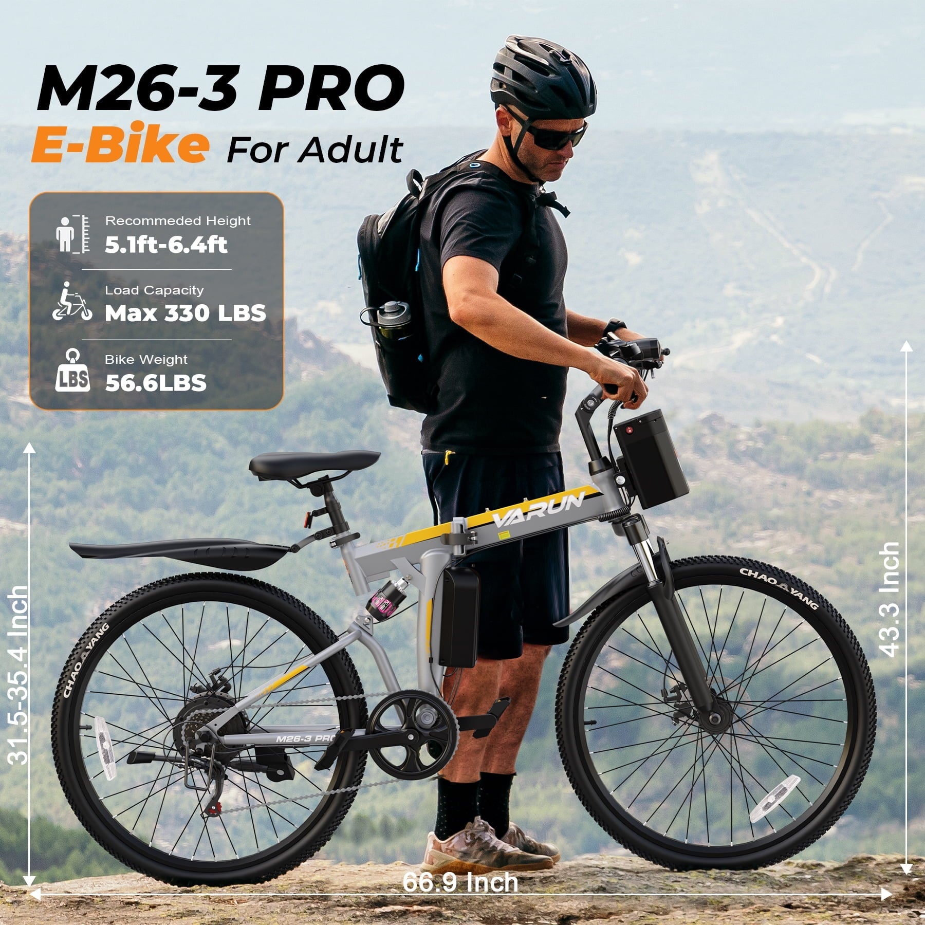 VARUN Electric Bike, 26 Foldable Ebike, Peak 750W Motor, 48V 374.4Wh Battery, up to 20+mph 50 Miles, 7 Speeds with Bike Pump, Phone Holder & Bike Lock & Rear Light, E Bike for Adult, UL2849(Black)