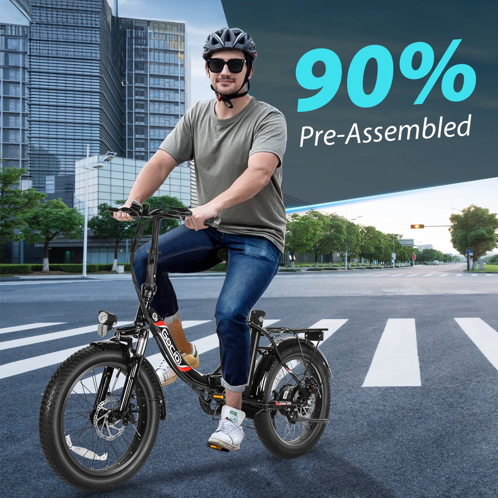 Gocio 20 Folding Electric Bike for Adults, 750W Peak Motor Fat Tire Commuter Ebike, 48V 10.4Ah Battery, 7 Speed, UL2849