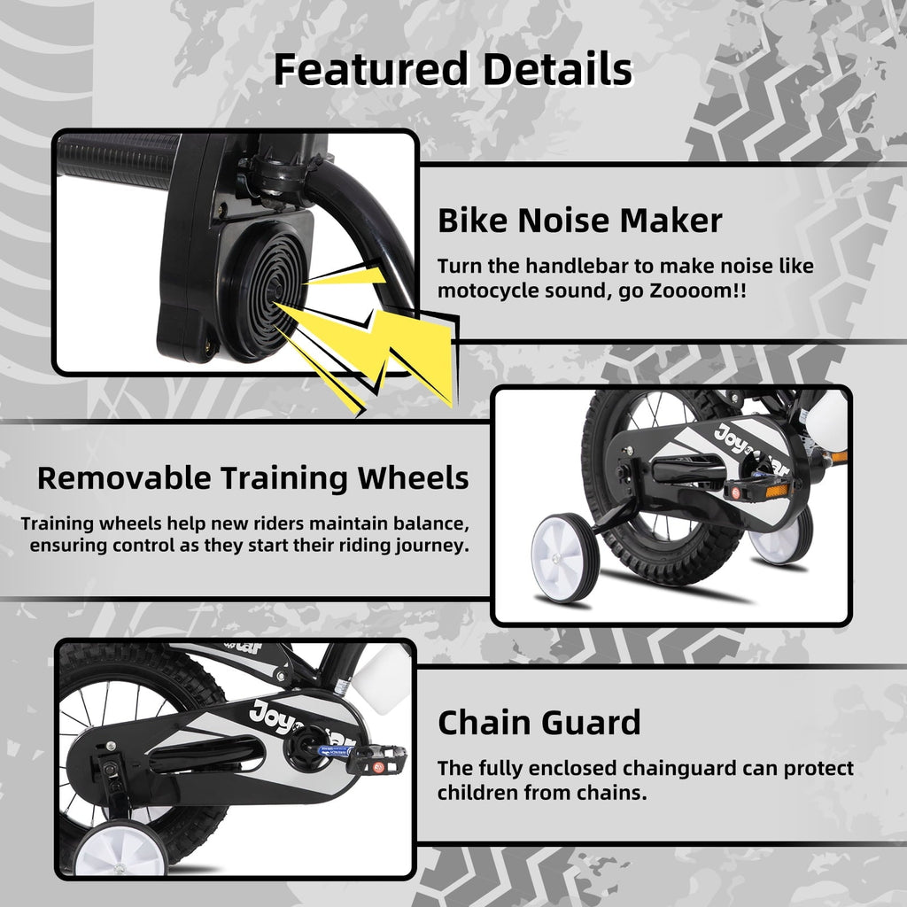 JOYSTAR Motocross Style Kids Bike for Boys Girls Ages 2-4 Years, 12 Inch Children Bicycles Black
