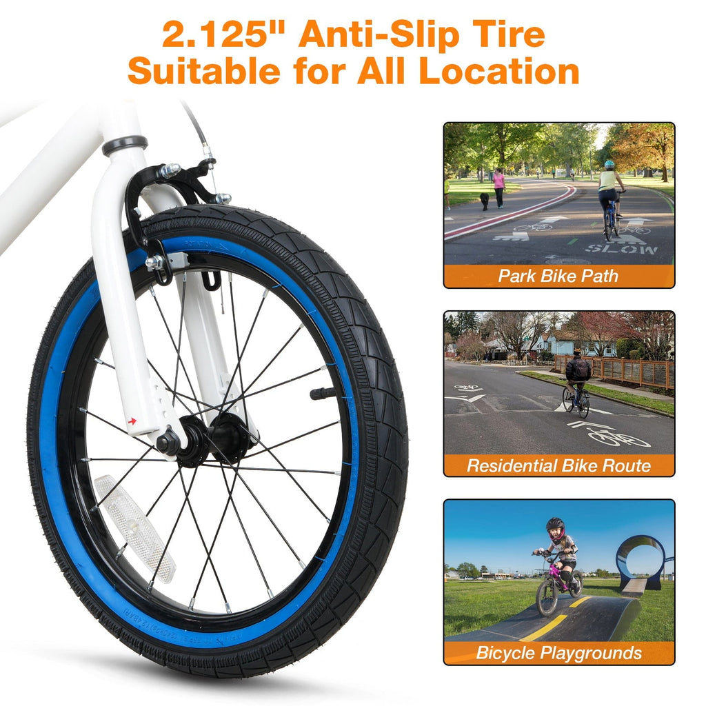 Hykolity Kids Bike Boy Girl Bicycle 16 inch for Children Age 4-6 Height 38-48 Child Sport Bike BMX Handbar includes Training Wheel White