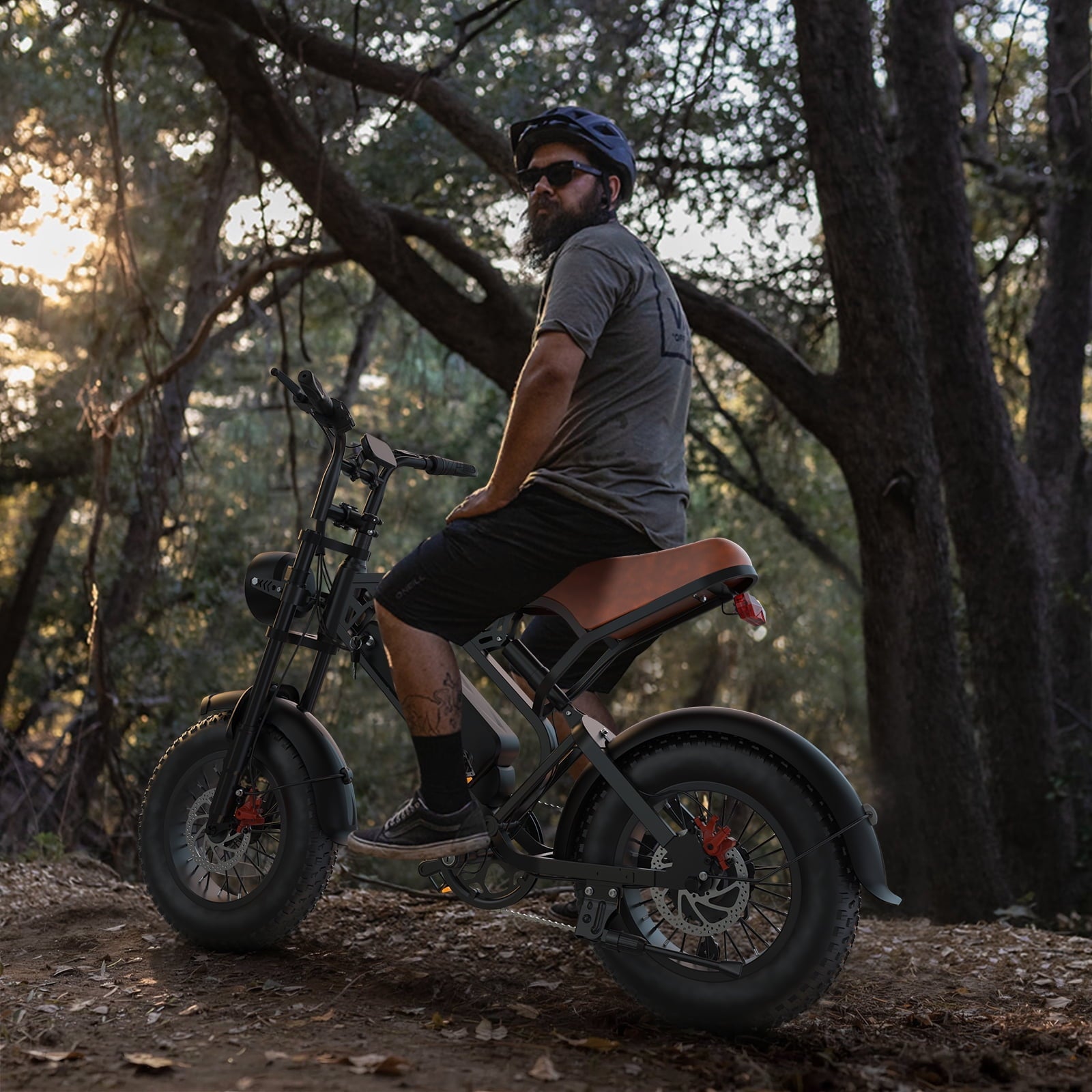 1200W Off-Road Electric Bike for Adults, 48V 18AH Removable Battery, 16 Wide Tires, 5-Speed Transmission, Dual Disc Brakes & Spring Suspension