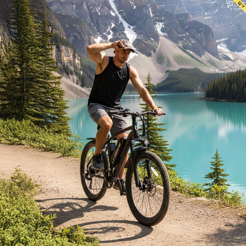 Unibike 400W Electric Bike for Adults, 26'' Mountain Ebikes, 36V10AH Removable Battery, 7-Speed E-Bicycle, Front Suspension, Black