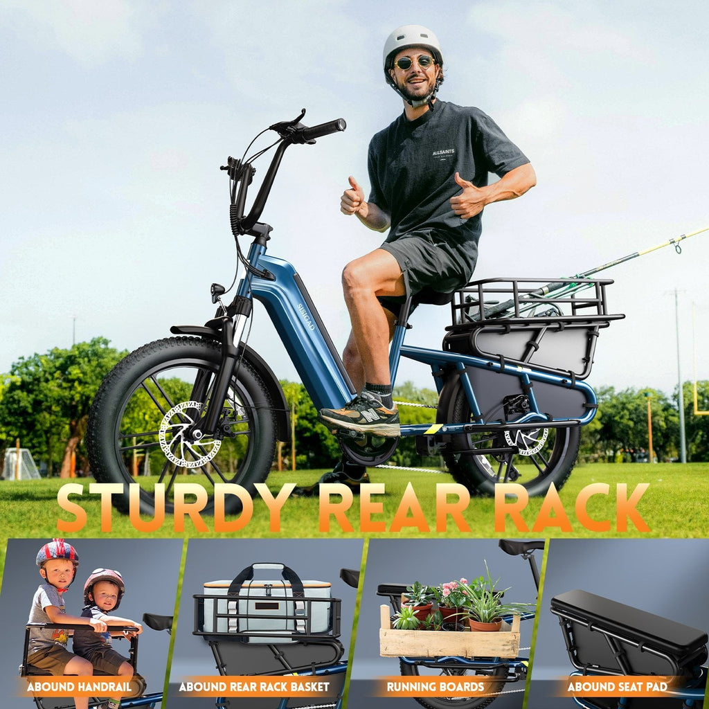 SISIGAD Electric Bike for Adults, Peak 1500W Motor, E Mountain Bike, 20'' Fat Tire Ebike, Fast Cargo Ebikes, Electric Bicycle 48V/15Ah UL2849